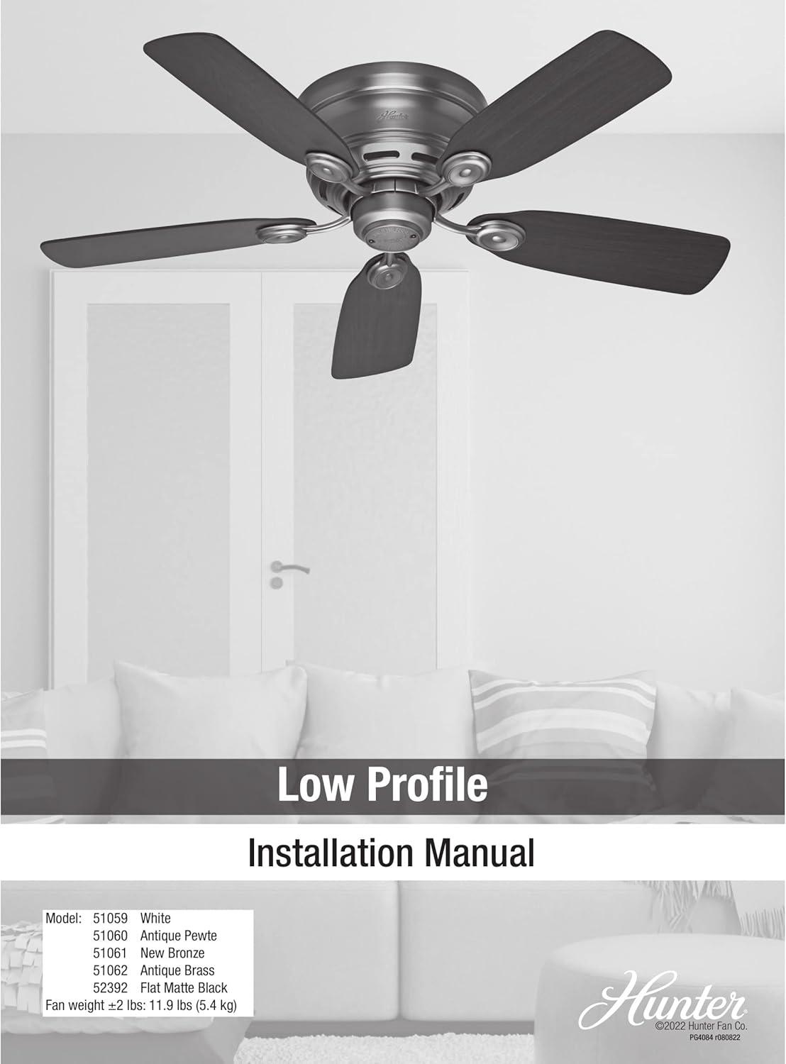 42" Low Profile IV 5 - Blade Ceiling Fan with Pull Chain