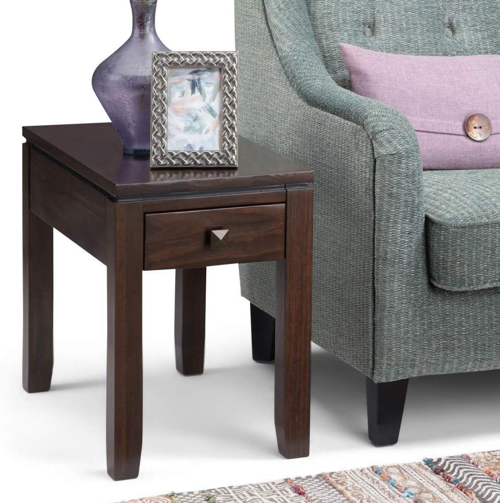 Simpli Home Cosmopolitan Solid Wood Narrow End Table in Mahogany Brown