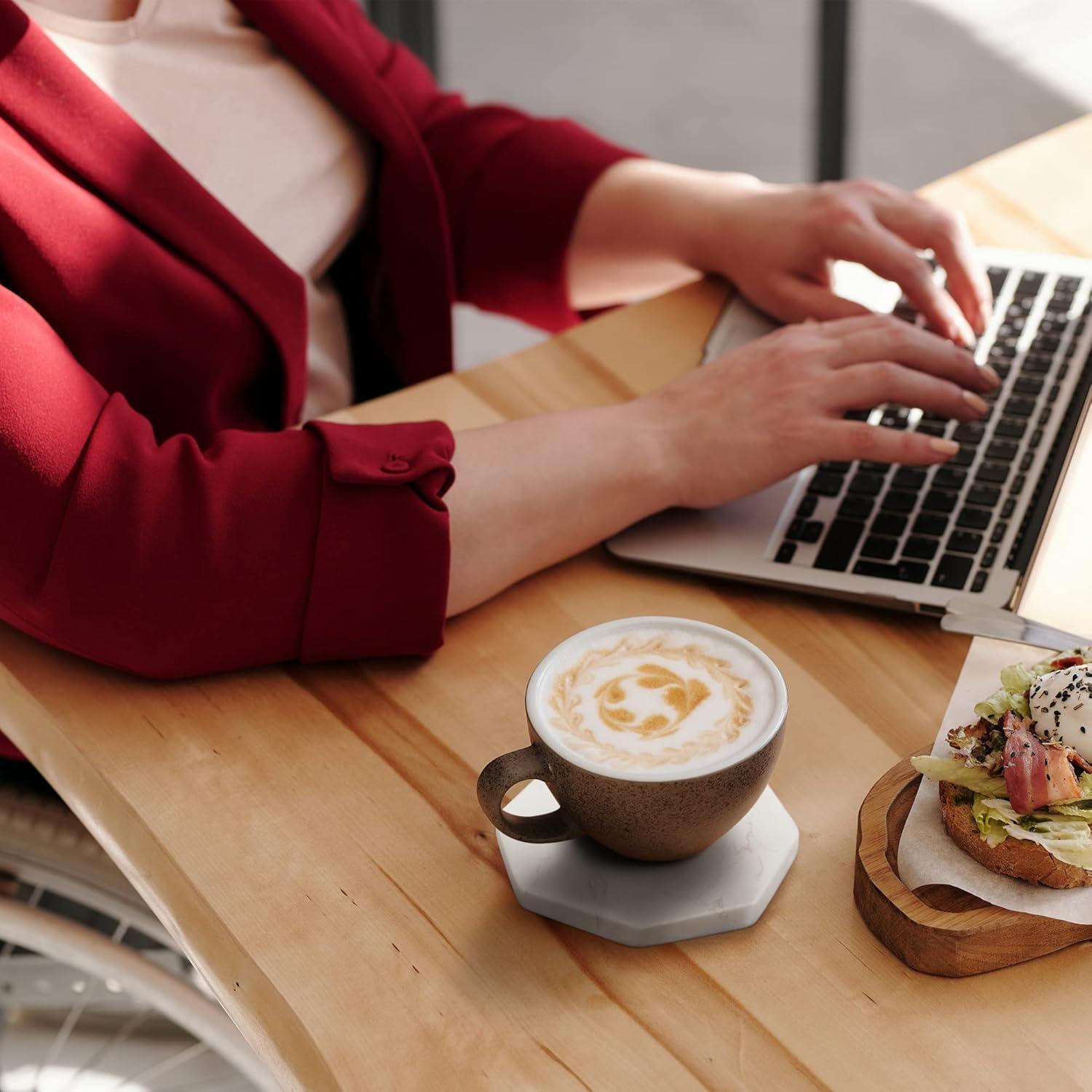 Mercer41 Raniyha Marble Round Coaster 4-Pack