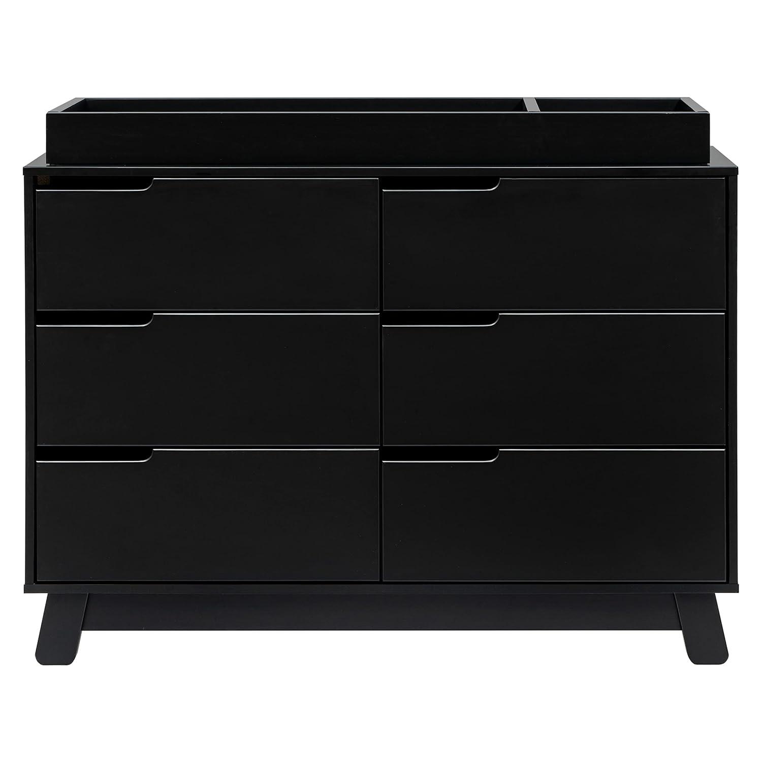 Hudson Mid-Century Modern Black 6-Drawer Double Dresser