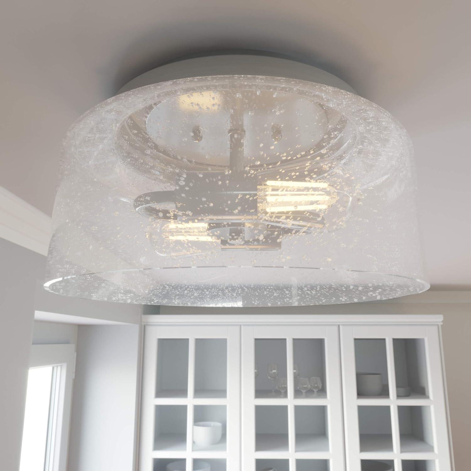 2-Light Hartland Seeded Glass Flush Mount Ceiling Light Fixture - Hunter Fan