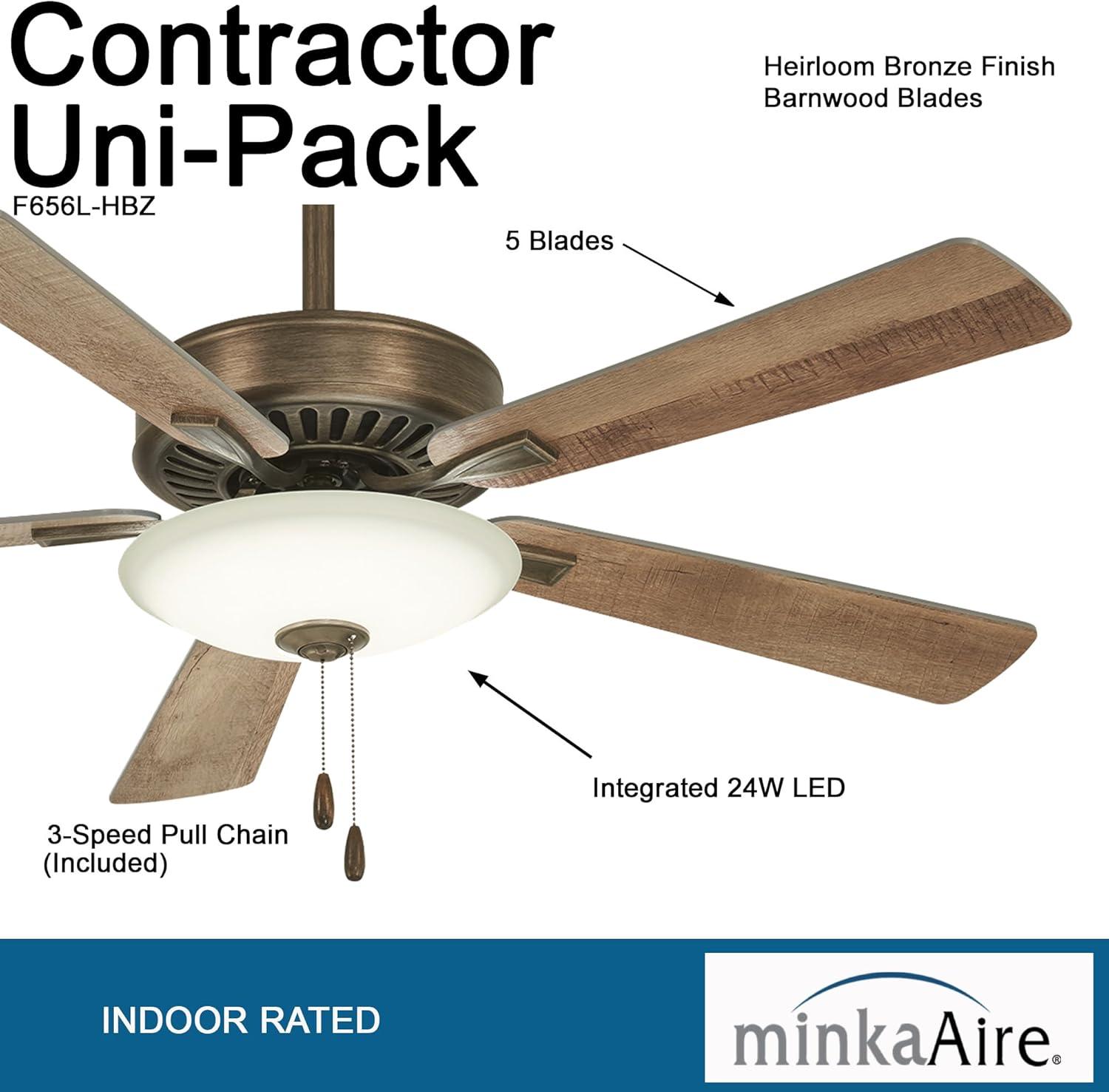 52'' Contractor 5 - Blade LED Standard Ceiling Fan with Pull Chain and Light Kit Included