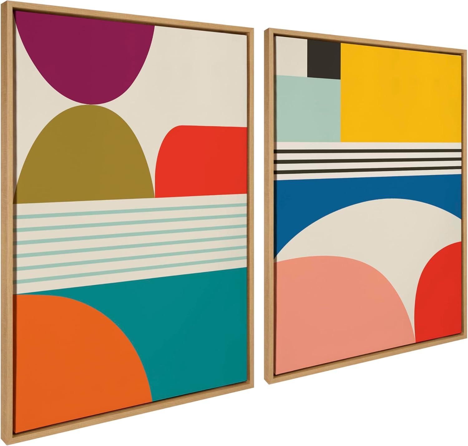 Kate & Laurel All Things Decor (Set of 2) 28"x38" Sylvie Mid-Century Patterns Framed Wall Arts by Rachel Lee of My Dream Wall Natural