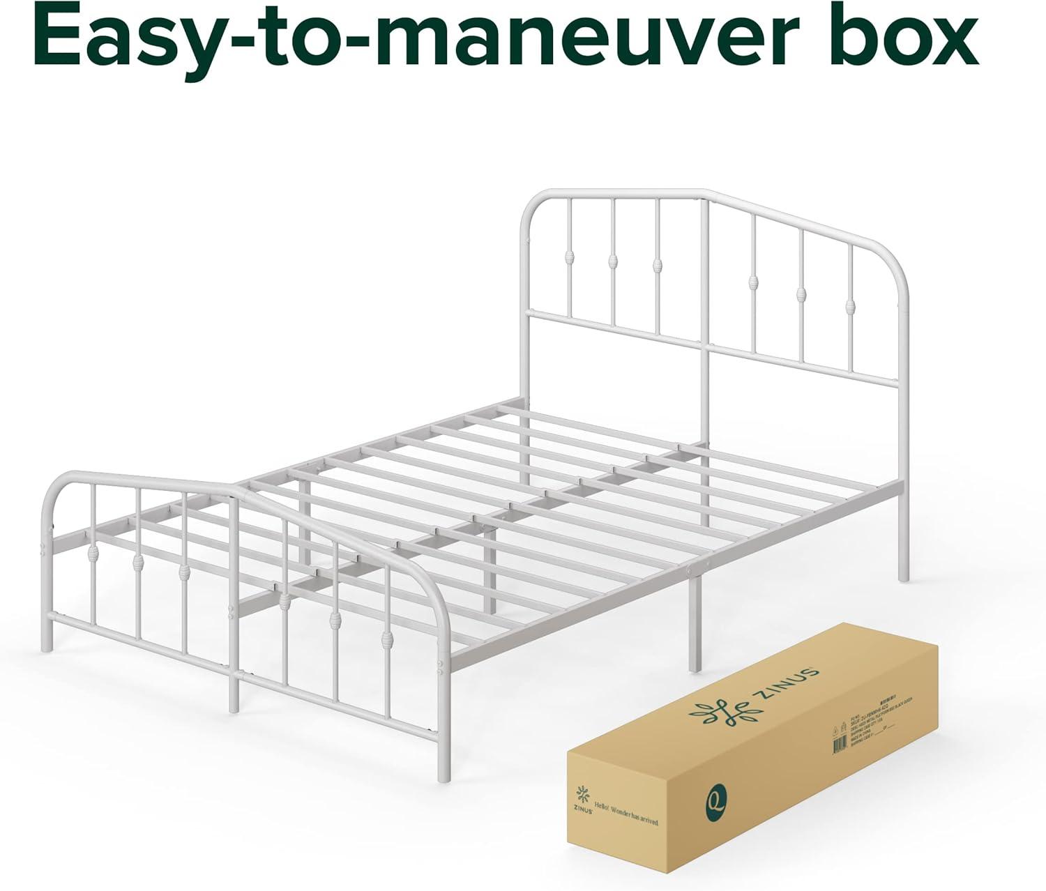 Twin Heidi Metal Platform Bed Frame White - Zinus: Elegant Steel Construction, No Box Spring Needed, 11" Storage Space