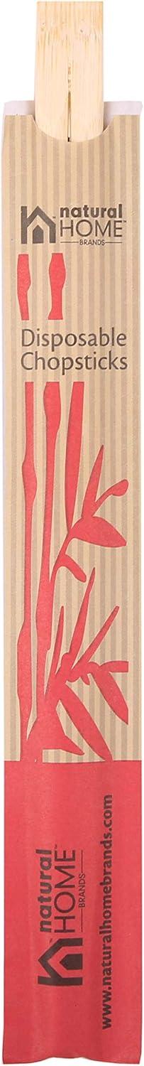 Natural Home Brands Disposable Bamboo Chopsticks, Pack of 20, Sustainable 100% Bamboo, Eco-friendly, Compostable Single-use Utensils and Packaging, 8-1/4-inches