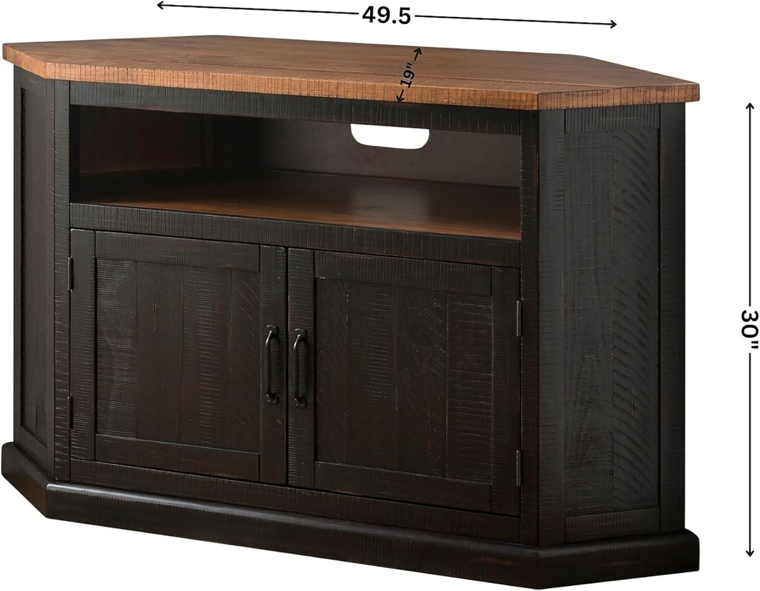 Martin Svensson Home Rustic Corner TV Stand for TVs up to 55", Antique Black and Honey