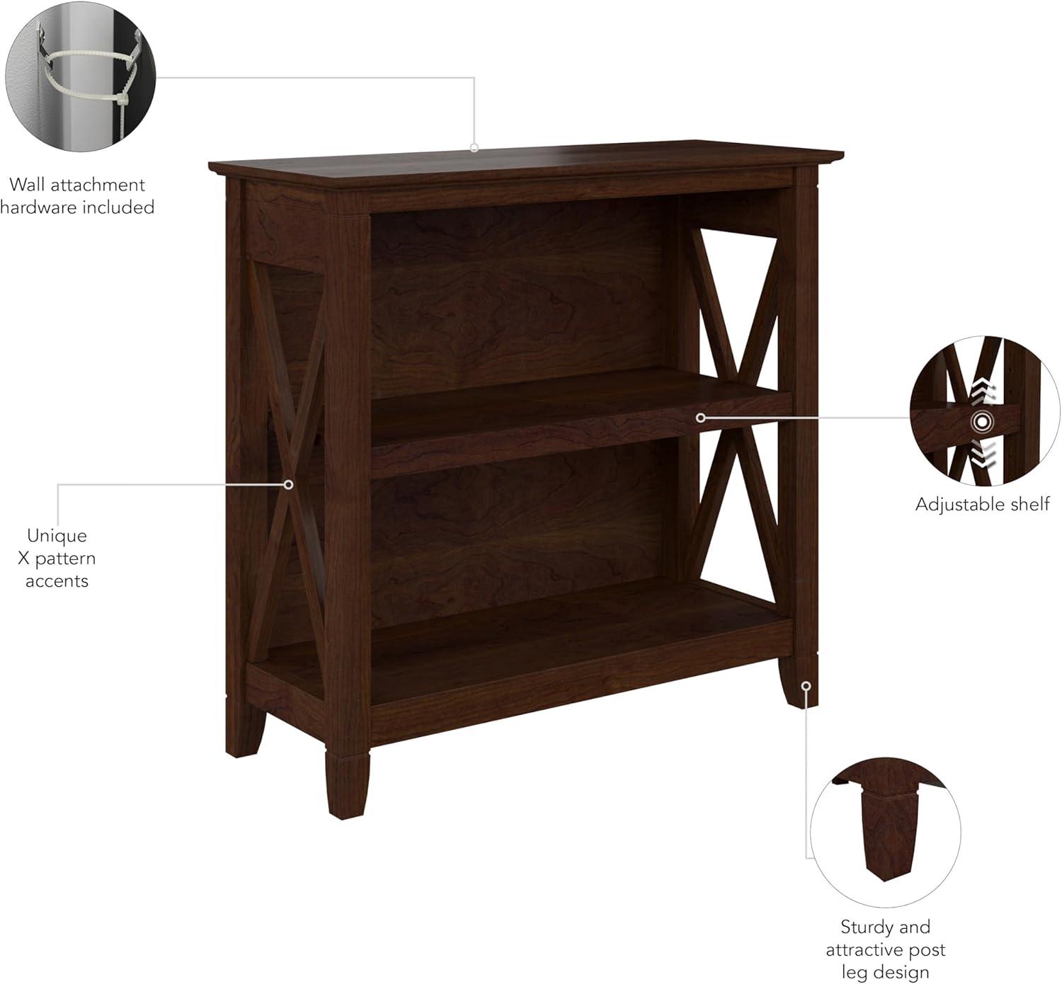 Key West Small 2 Shelf Bookcase in Bing Cherry - Engineered Wood