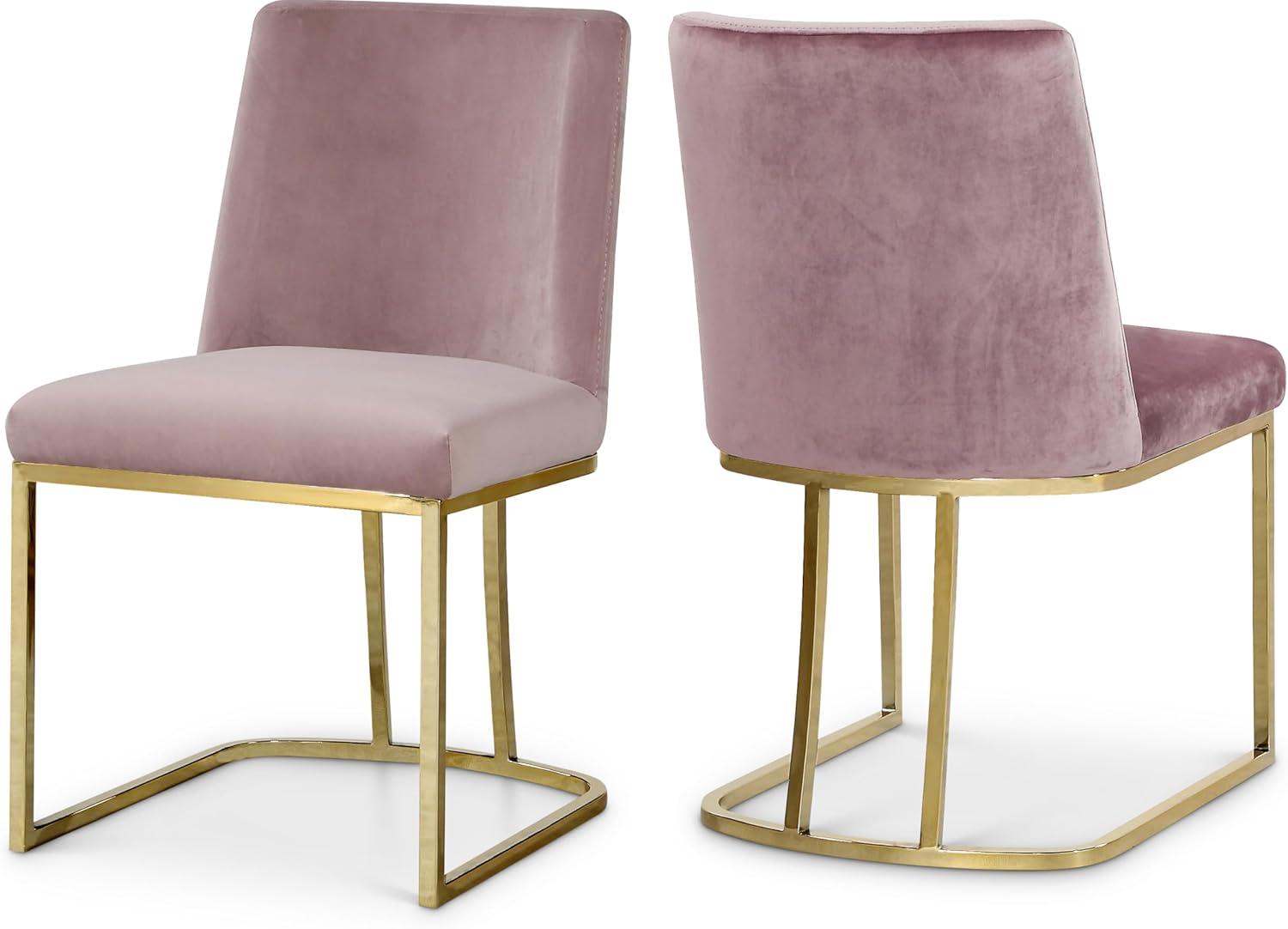 Meridian Furniture Heidi Pink Velvet Dining Chair (Set of 2)