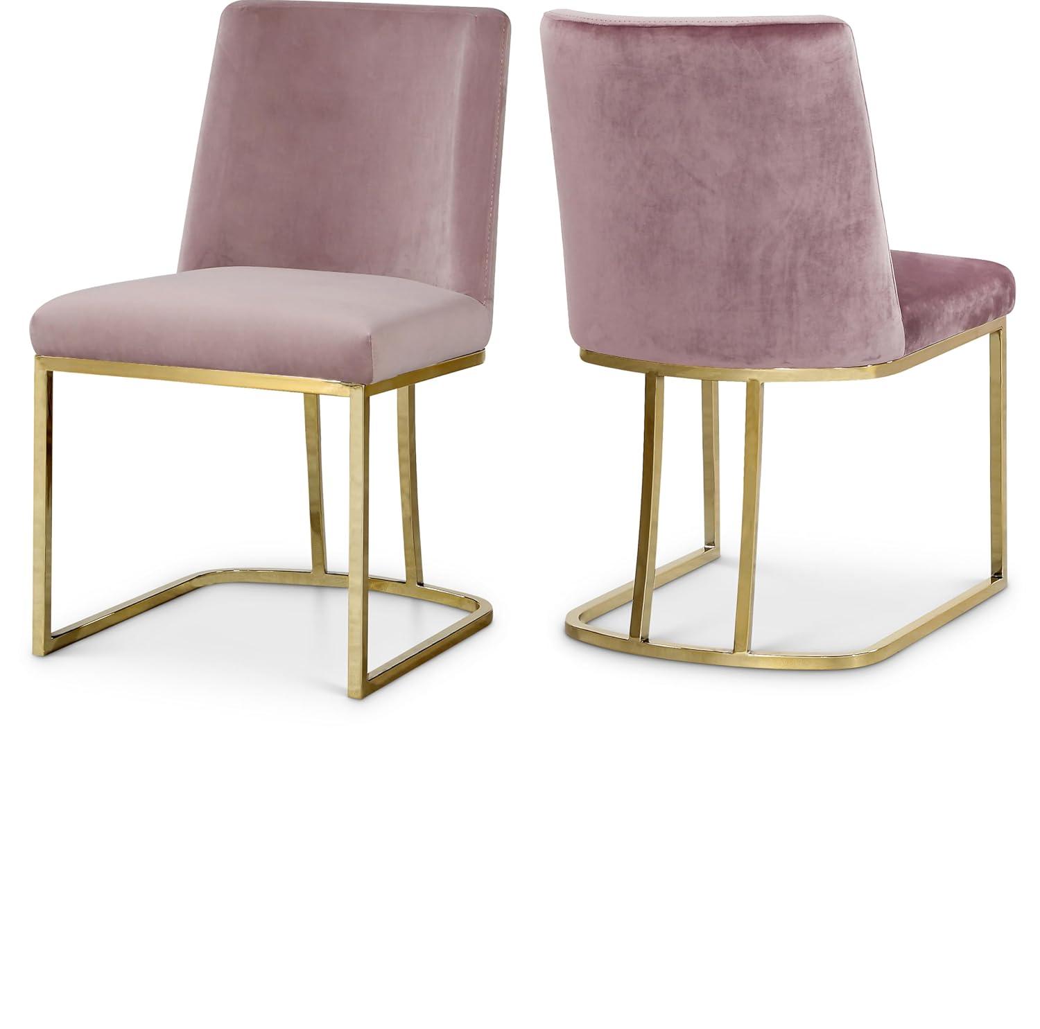 Meridian Furniture Heidi Pink Velvet Dining Chair (Set of 2)