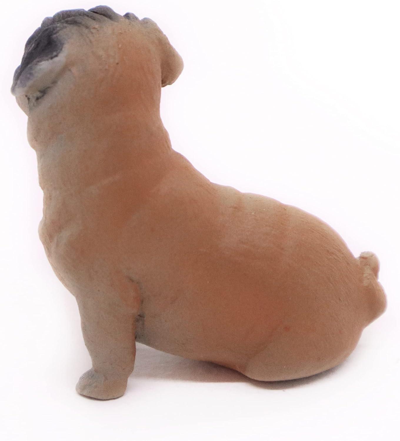 1" Tall Miniature Brown Pug Figurine Realistic Collectibles Resin Dog Statue Hand Painted Polyresin Figure Decor