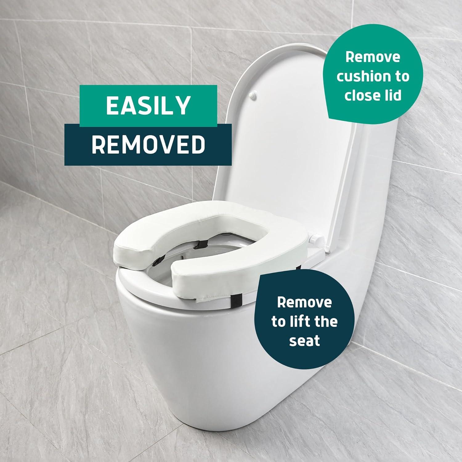 White High-Density Foam Raised Toilet Seat Cushion