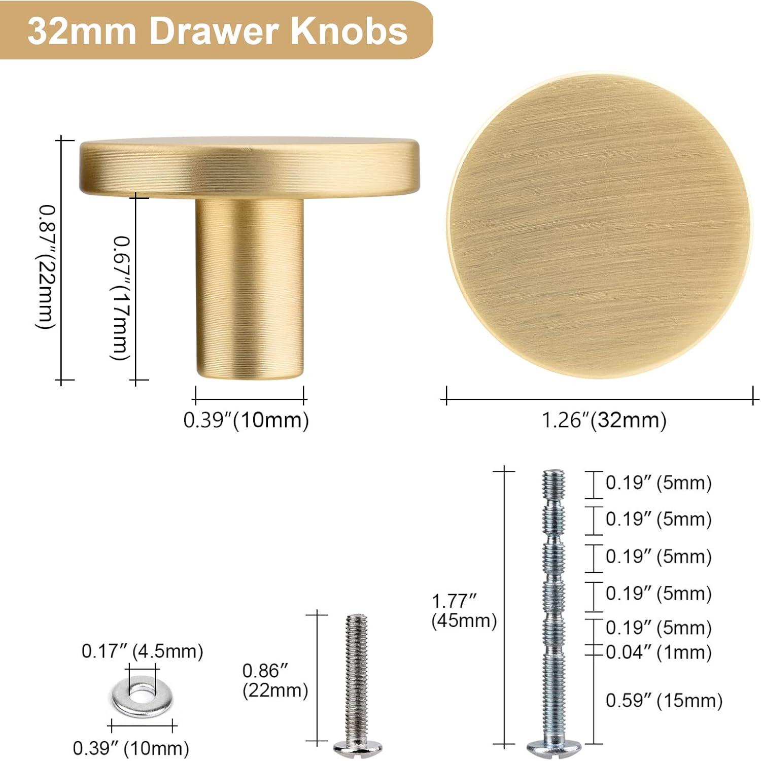 WEAVERBIRD 4 Pieces Round Cabinet Knobs Brushed Gold, Zinc Alloy Kitchen Cabinet Hardware Cupboard Knobs Small Drawer Knobs