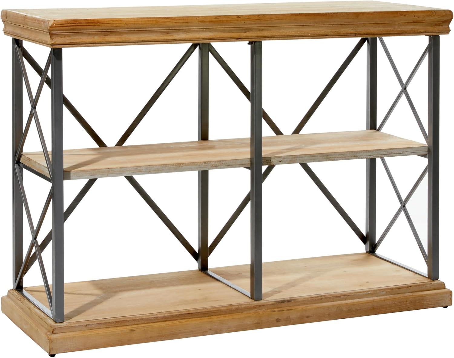 DecMode 48" x 34" Brown Wood 3-Tier Shelving Unit, 1-Piece