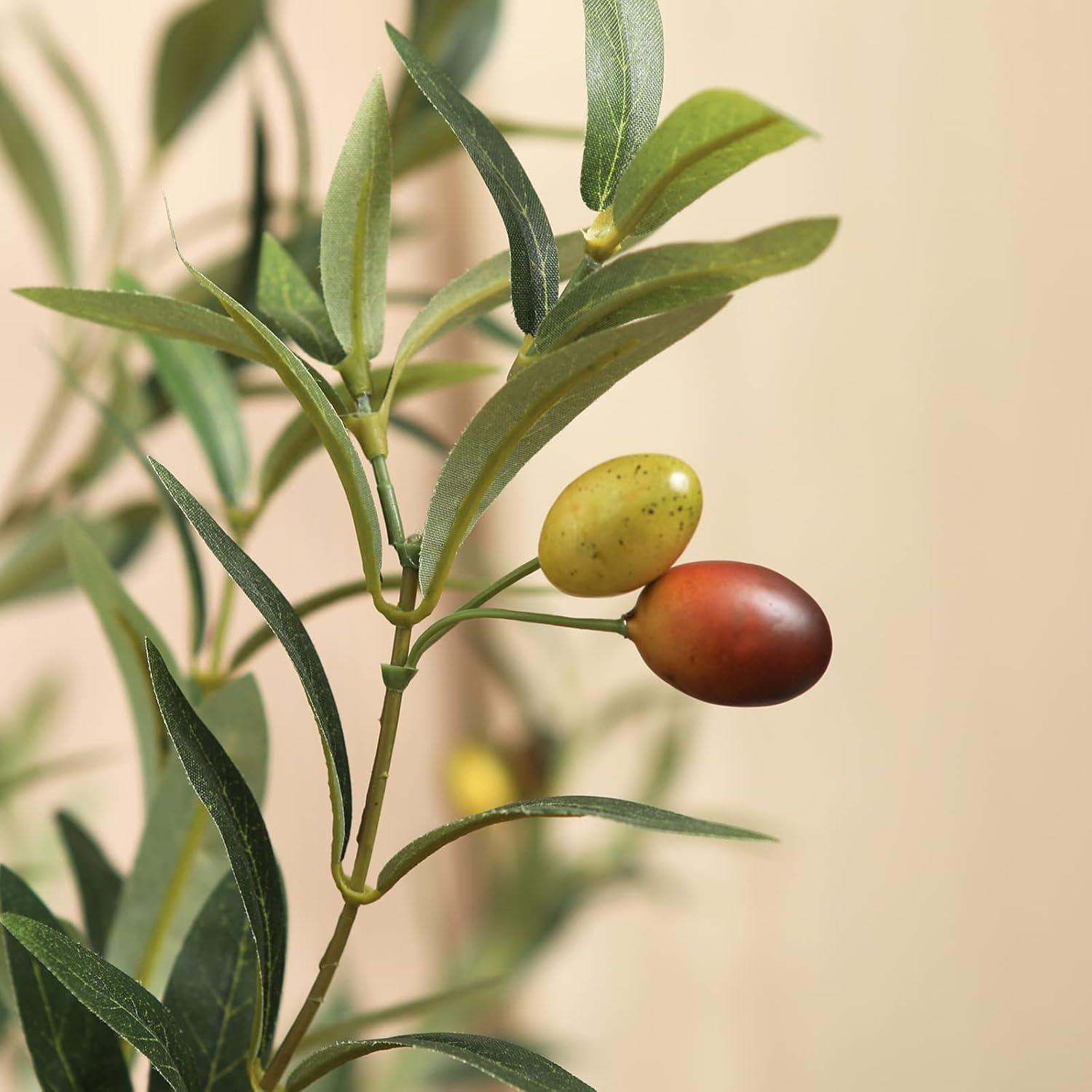 7ft Tall Faux Potted Olive Silk Tree with Fruits