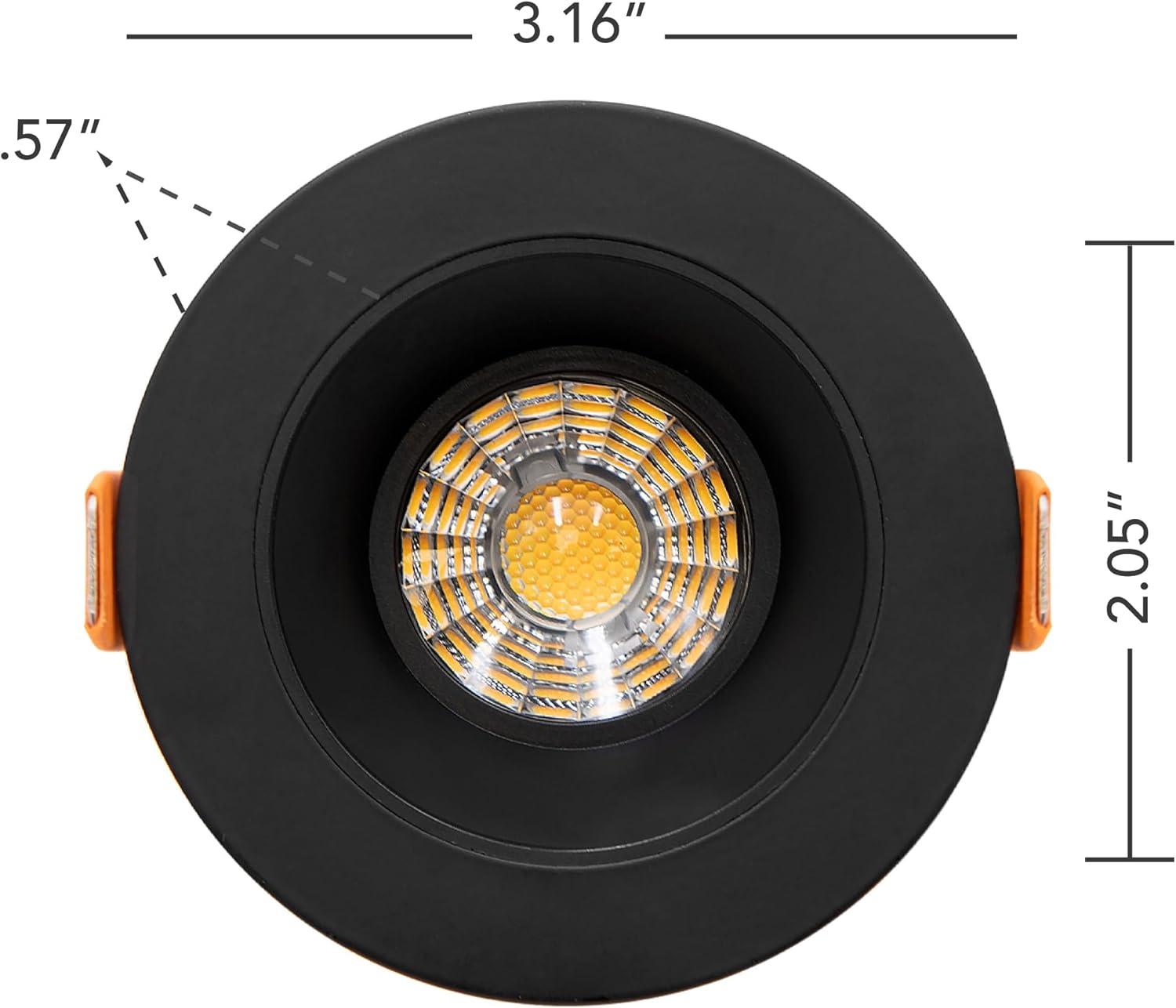 Maxxima 2 in. Ultra-Thin Recessed Anti-Glare LED Downlight - Canless IC Rated, 550 Lumens, 5 Color Temperature Selectable 2700K/3000K/3500K/4000K/5000K, Dimmable, Round Black Trim, 90 CRI, J-Box Incl