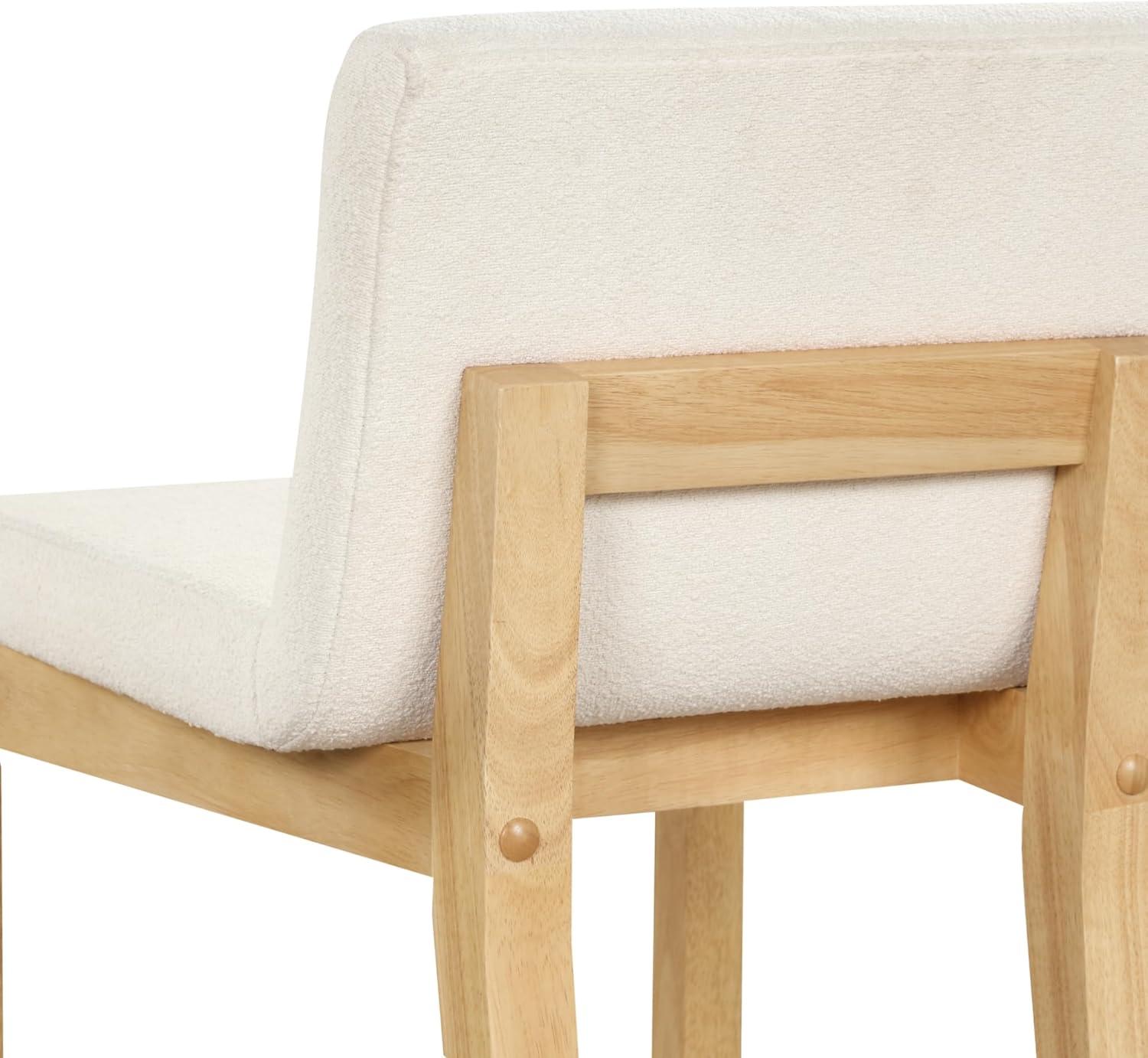 Gracie Cream Boucle Upholstered Counter Stool with Light Brown Wood Frame