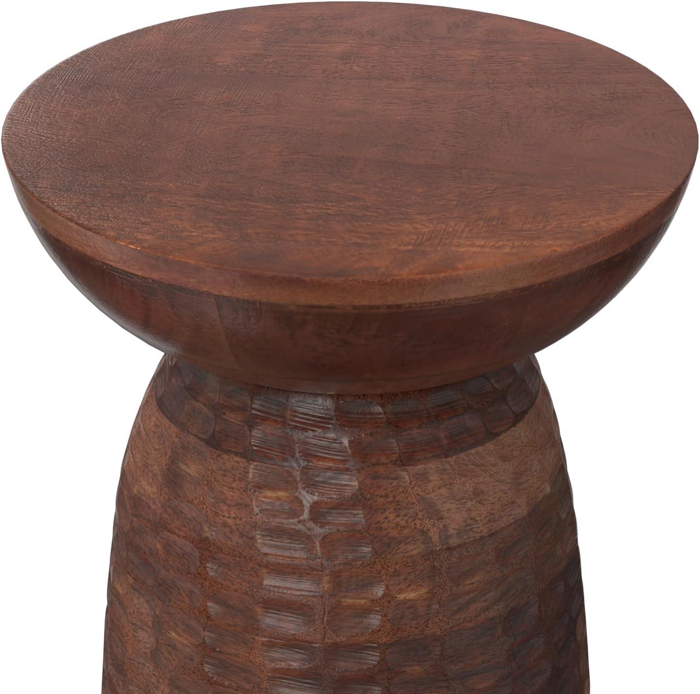 Boyd Warm Dark Brown Solid Wood Round Accent Table