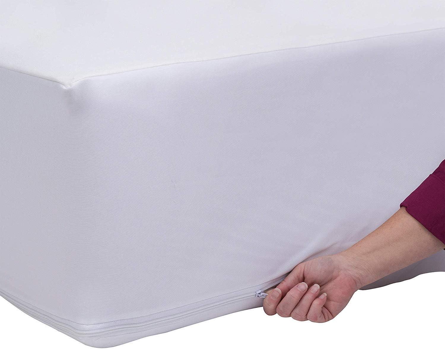 J&V Textiles Zippered Polyester Mattress Encasement, Full, Blocks Out Liquids, Bed Bugs, Dust Mites