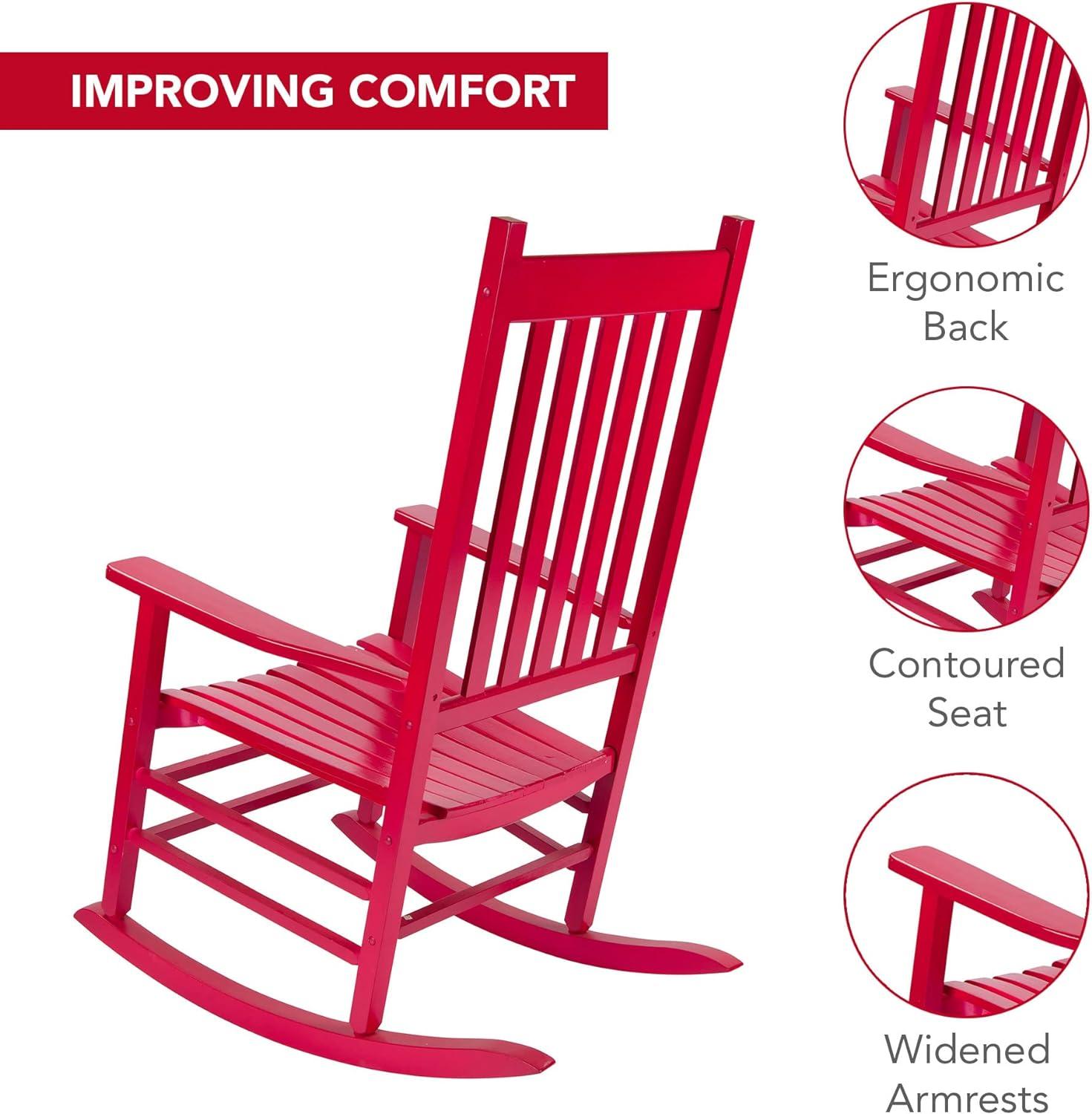 Shine Company Vermont Hardwood Outdoor Porch Patio Rocker Chair, Chili Pepper