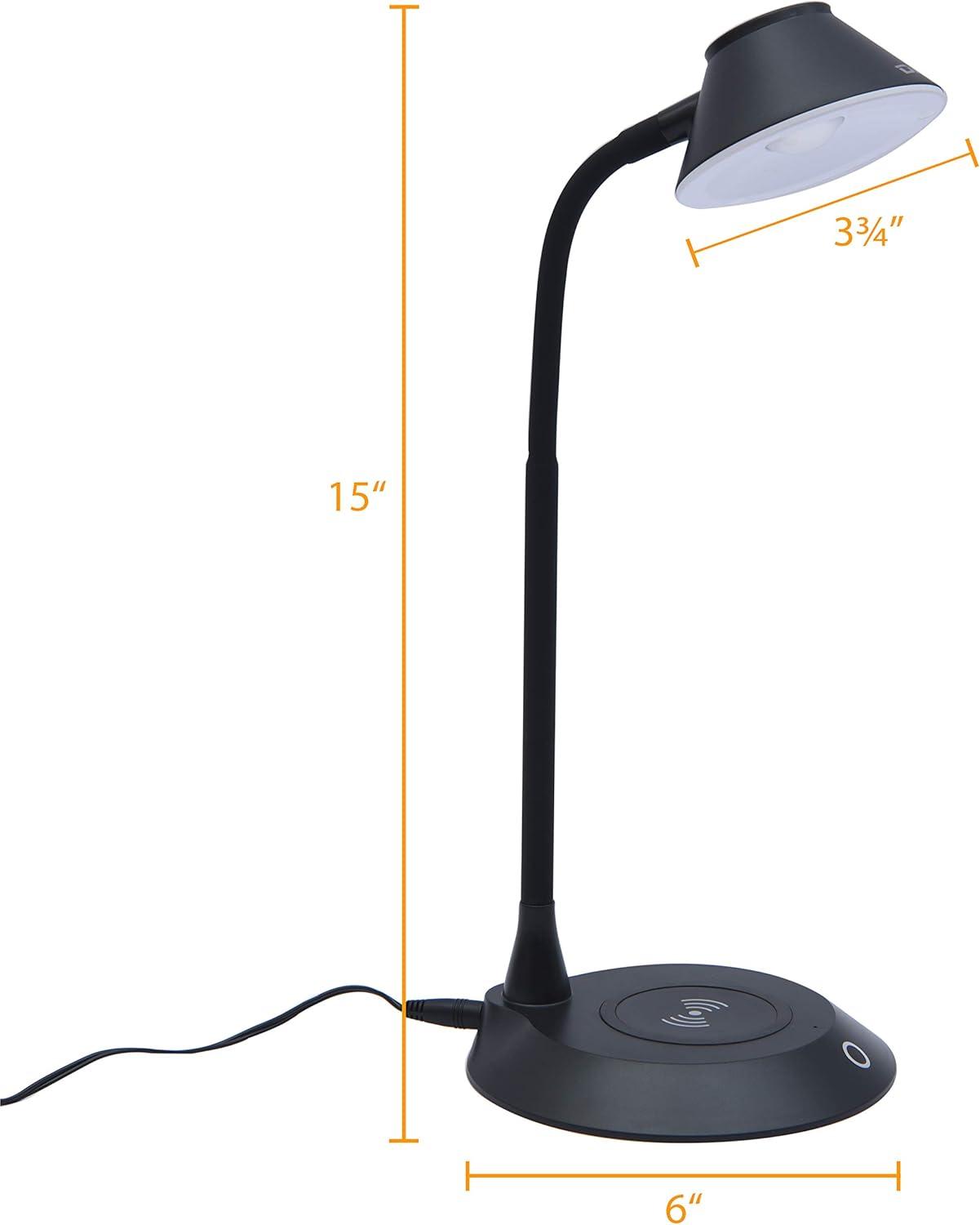 Black Adjustable LED Desk Lamp with Wireless Charger