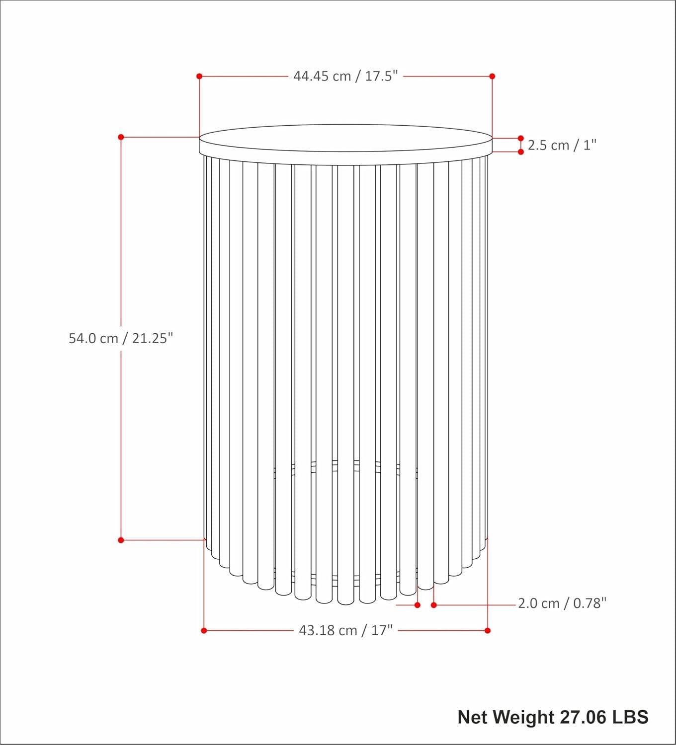 Simpli Home Demy 18"W Genuine Marble Industrial End Table with Slatted Metal Base, Assembled