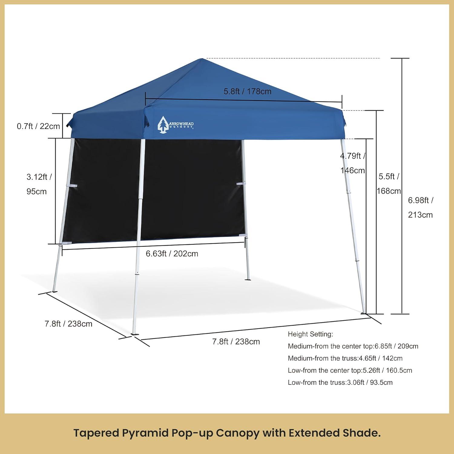 Arrowhead Outdoor Blue 6'x6' Pop-Up Canopy with Sunwall and Sand Bags