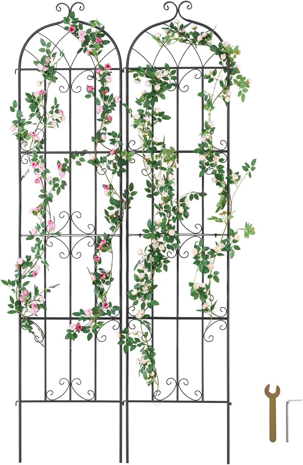 Garden Trellis for Climbing Plants, 60 x 15 in., 2 Packs Rustproof Metal Garden Flower Trellis, Climbing Rose Trellis
