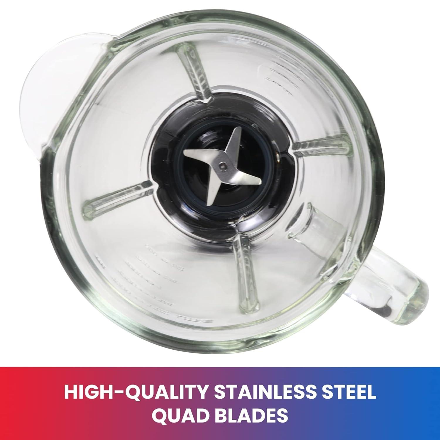 Total Chef Total Chef 51 Oz Countertop Blender with 6 Speed & 2 Pulse Options For Smoothies, Shakes, Ice and Dips