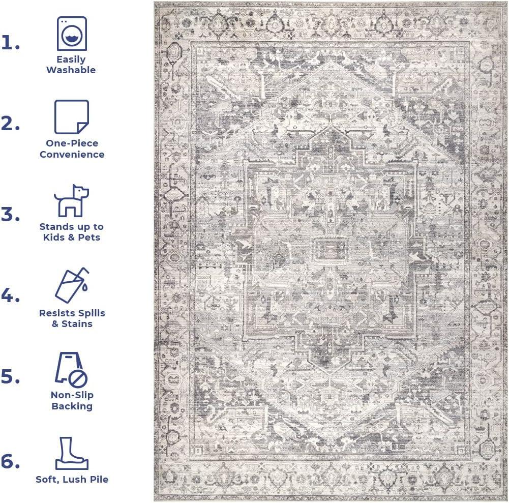 Nuloom Brielle Machine Washable VintageTransitional Medallion Indoor Area Rug for Living Room Bedroom Dining Room Kitchen