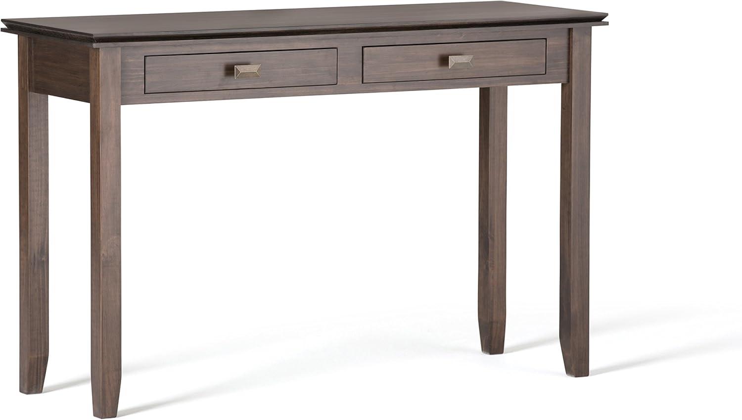 Natural Aged Brown 46" Lacquered Wood Sofa Table with Storage