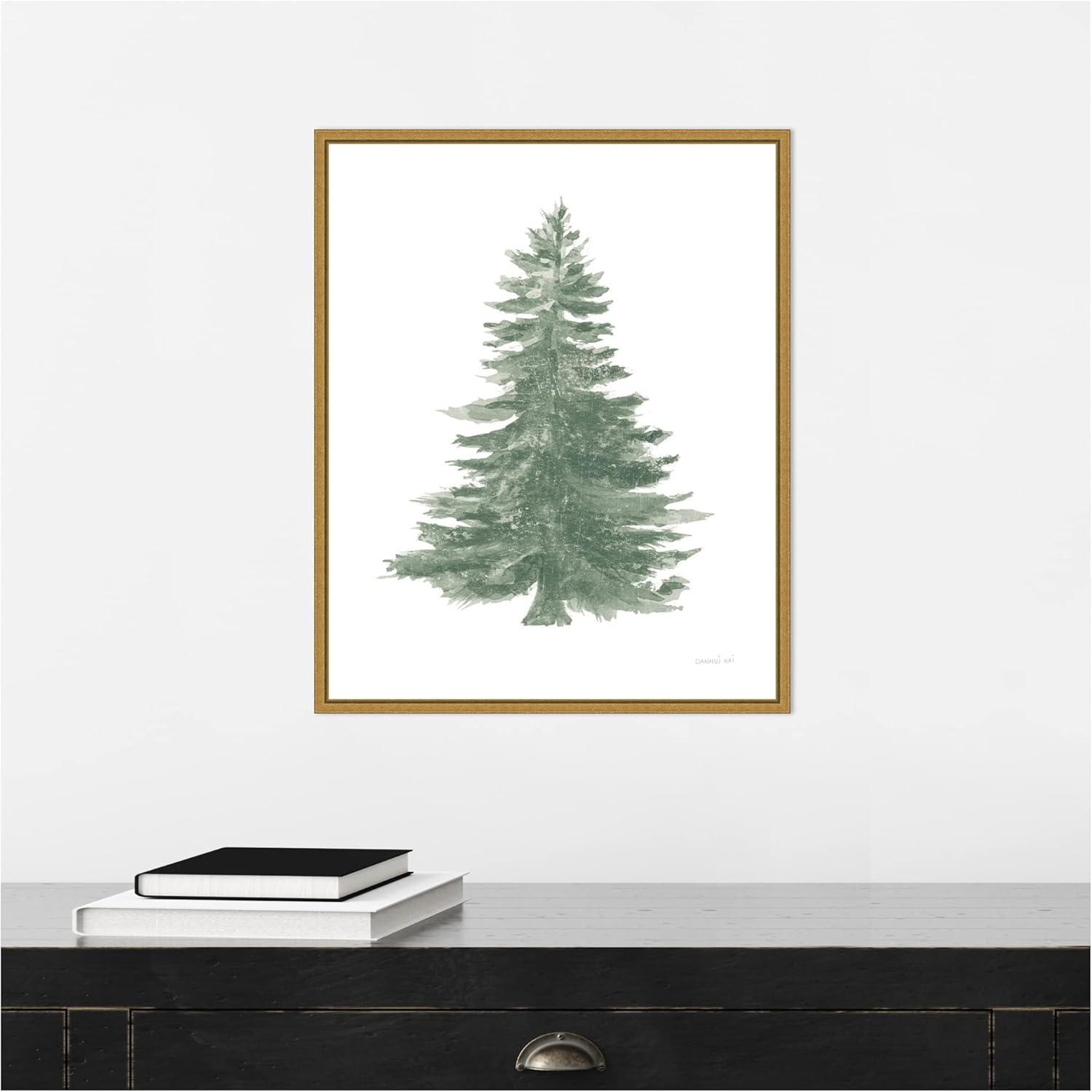 16" x 20" Floursack Holiday Tree by Danhui Nai Framed Canvas Wall Art - Amanti Art: Seasonal Botanical Decor