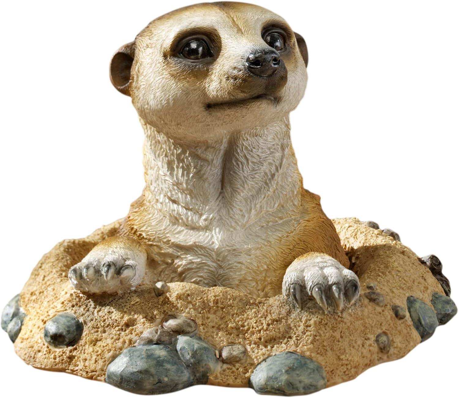 Design Toscano QL57081 Out of the Kalahari Meerkat Garden Animal Statue, 10 Inch, Polyresin, Full Color