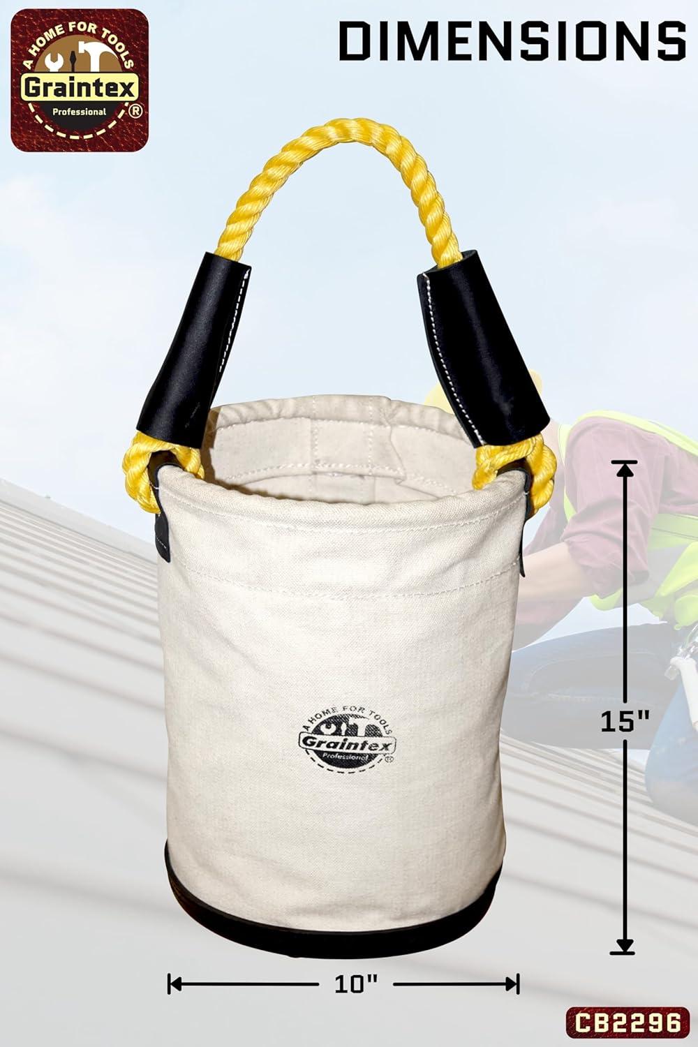 Heavy Duty Canvas Bucket with Yellow Rope Handle