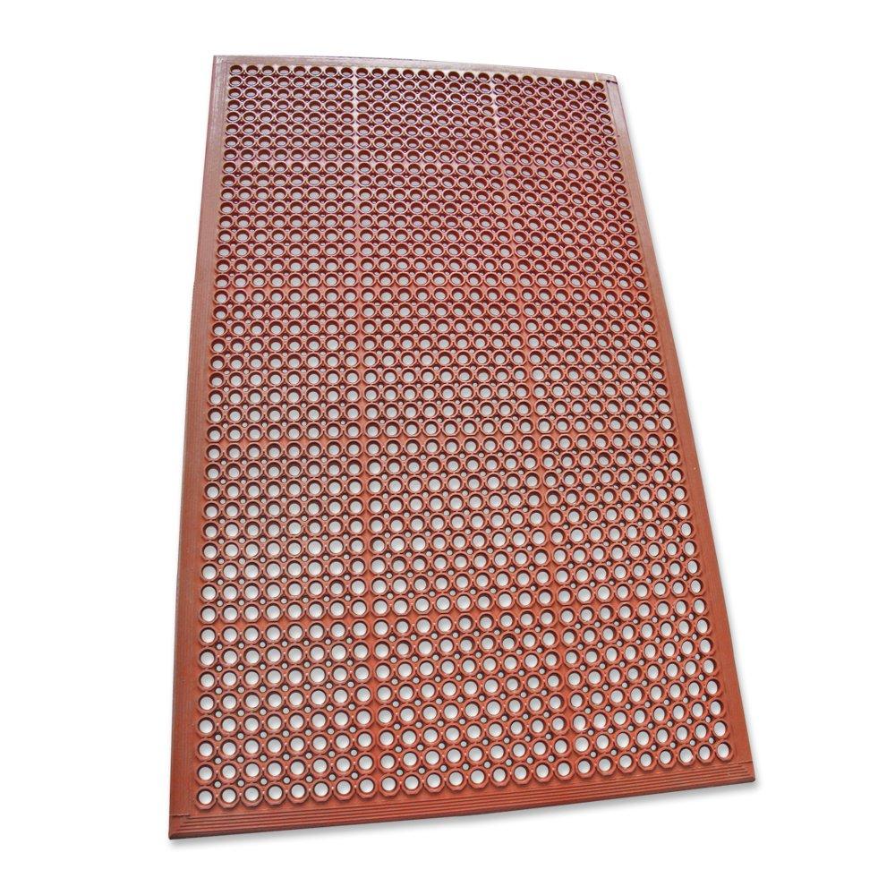 Rubber-Cal "1/2 in. Dura-Chef" Non-Slip Rubber Kitchen Mat - 1/2 in x 3 ft x 5 ft - Red Rubber Mats