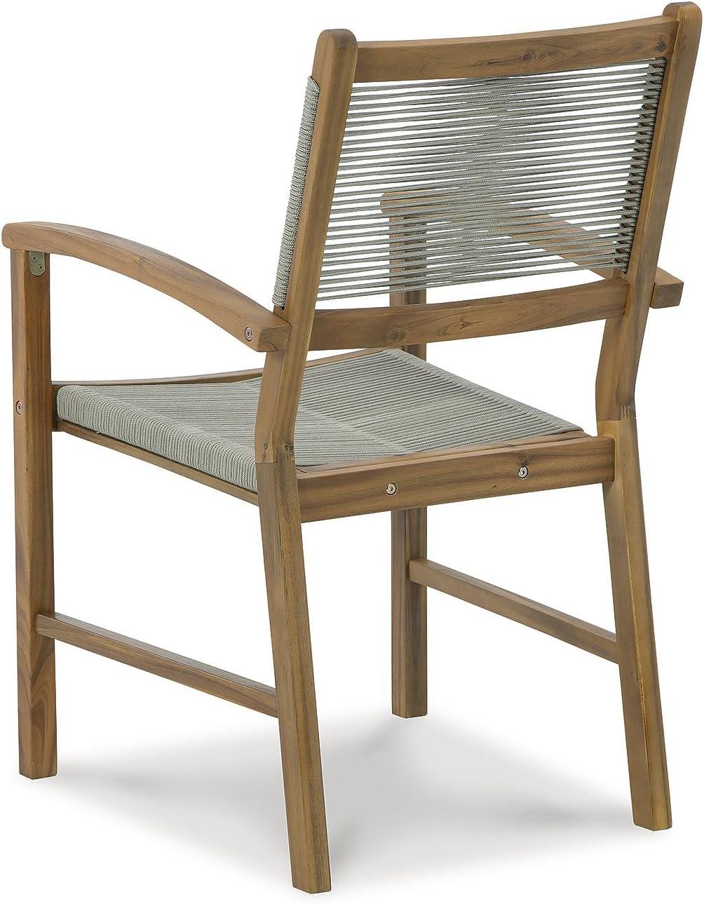 Signature Design by Ashley Janiyah Rope Back Outdoor Dining Arm Chair (Set of 2), Light Brown