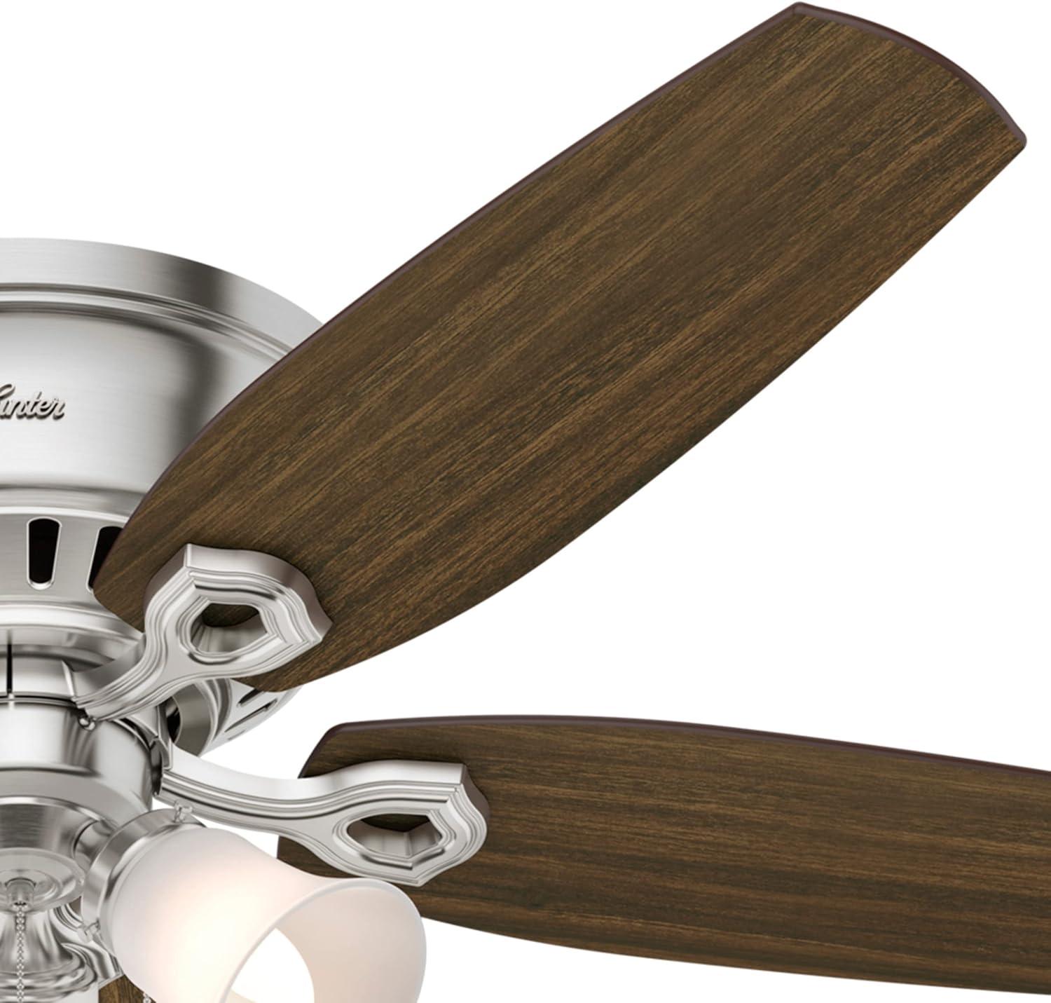 Builder Low Profile 52" 5 - Blade Flush Mount Ceiling Fan with Lights and Pull Chains
