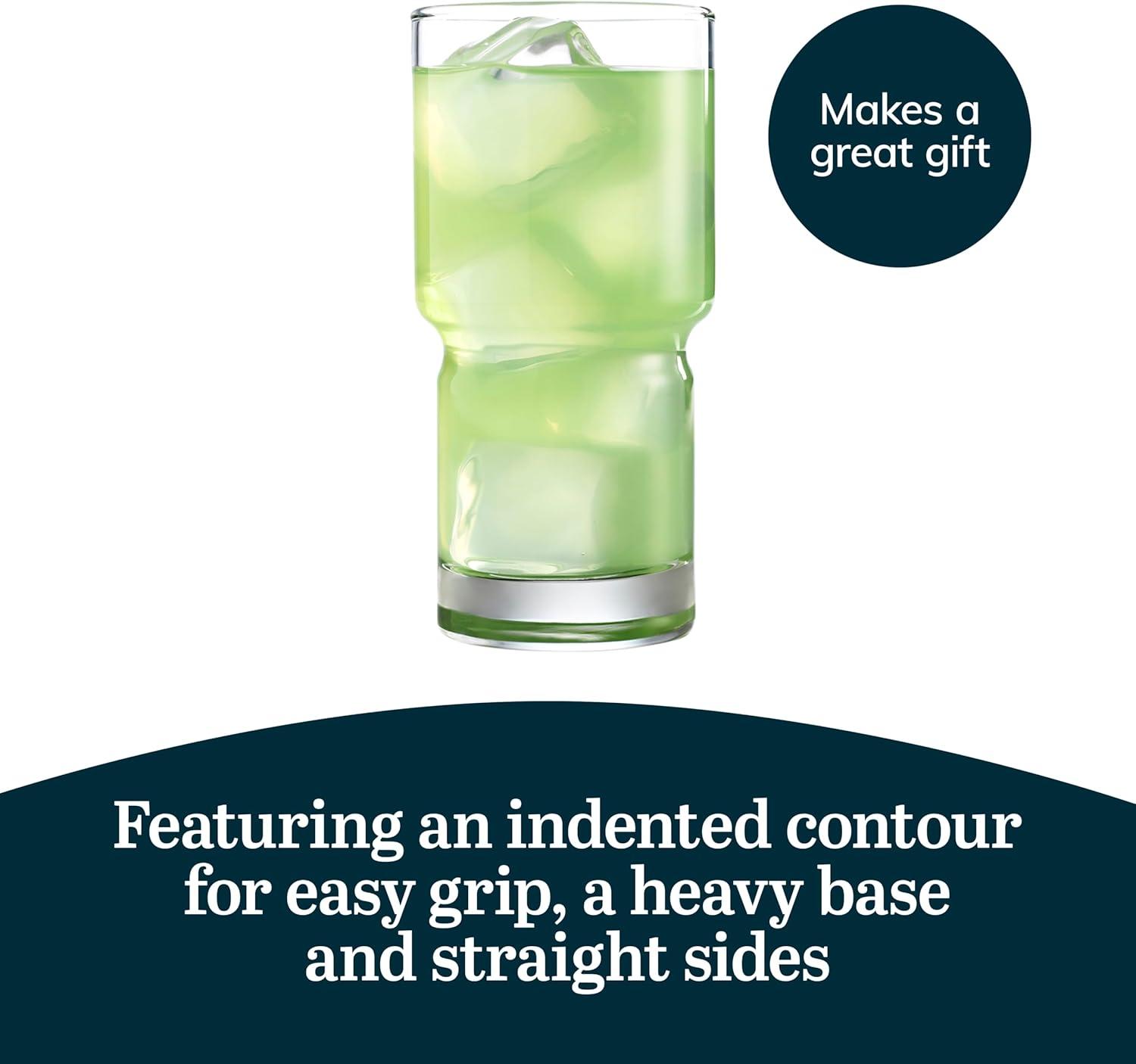Libbey Newton Stackable Tumbler Glass, 16 ounce, Set of 6