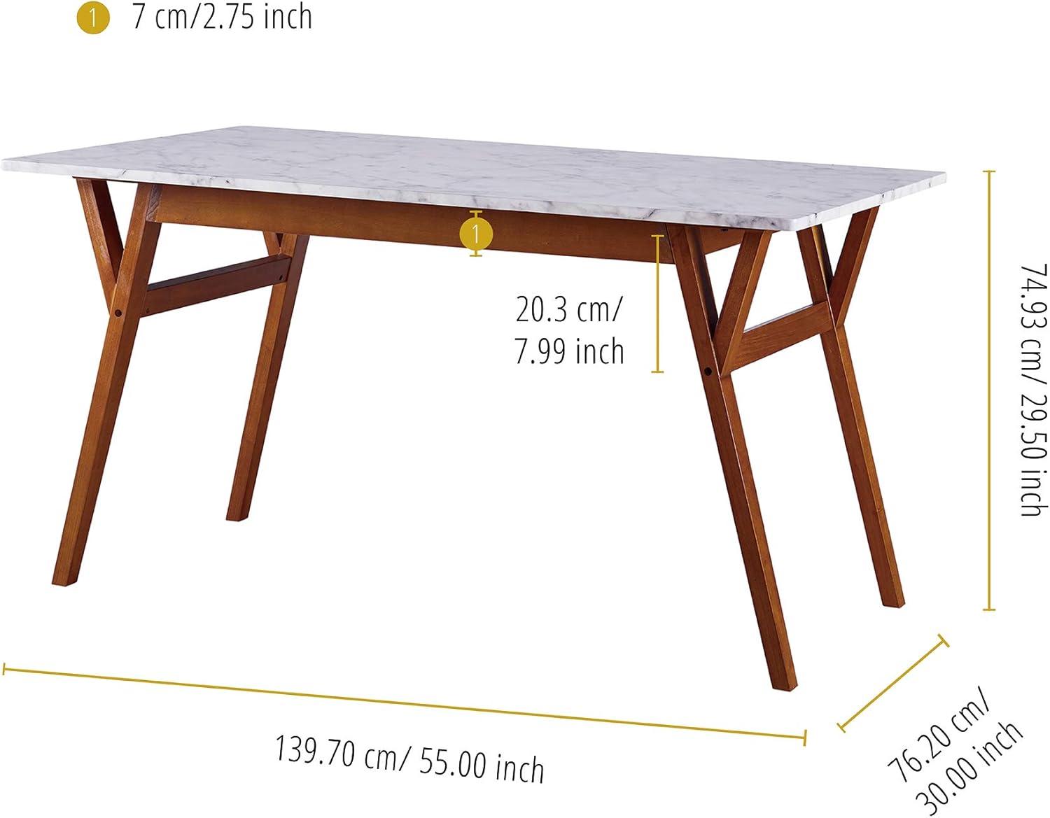 Ashton Rectangular Dining Table: Non-Extension, Trapezoid Base, Modern Style - Teamson Home