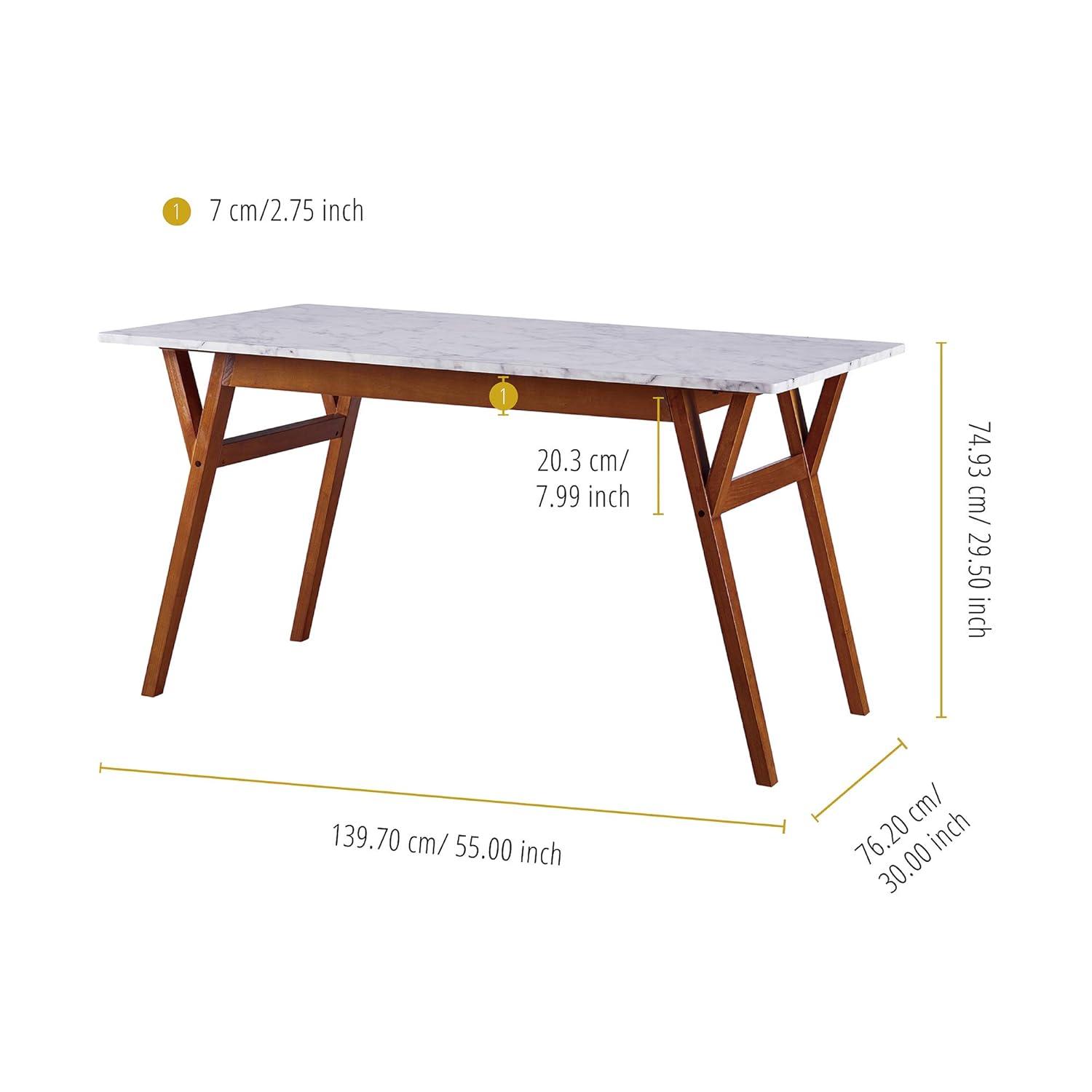 Ashton Rectangular Dining Table: Non-Extension, Trapezoid Base, Modern Style - Teamson Home