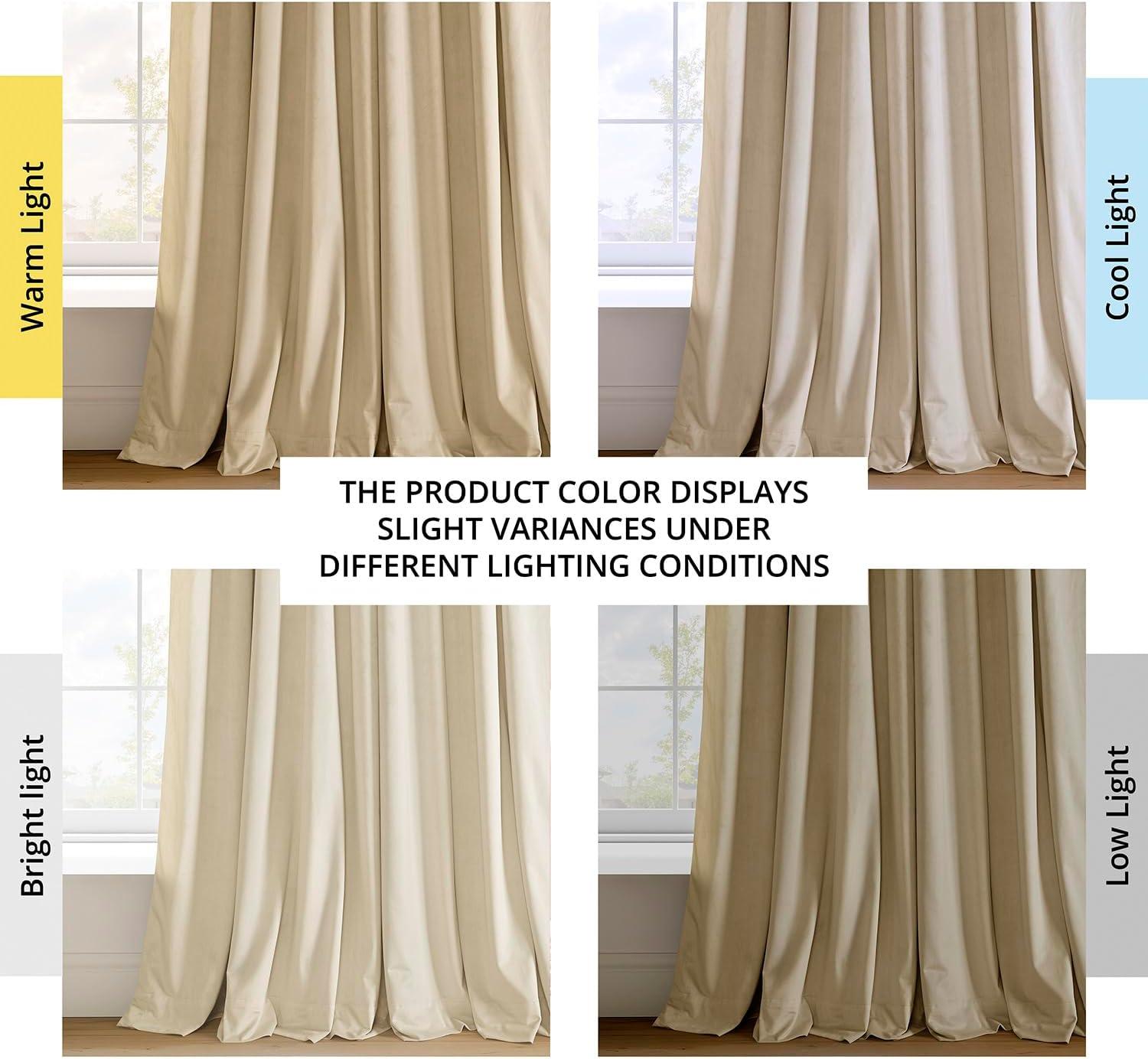 Exclusive Fabrics  Signature Extra Wide Blackout Velvet Curtains (1 Panel) - Luxurious Blackout Drapes Neutral Ground 100 x 84 84 Inches