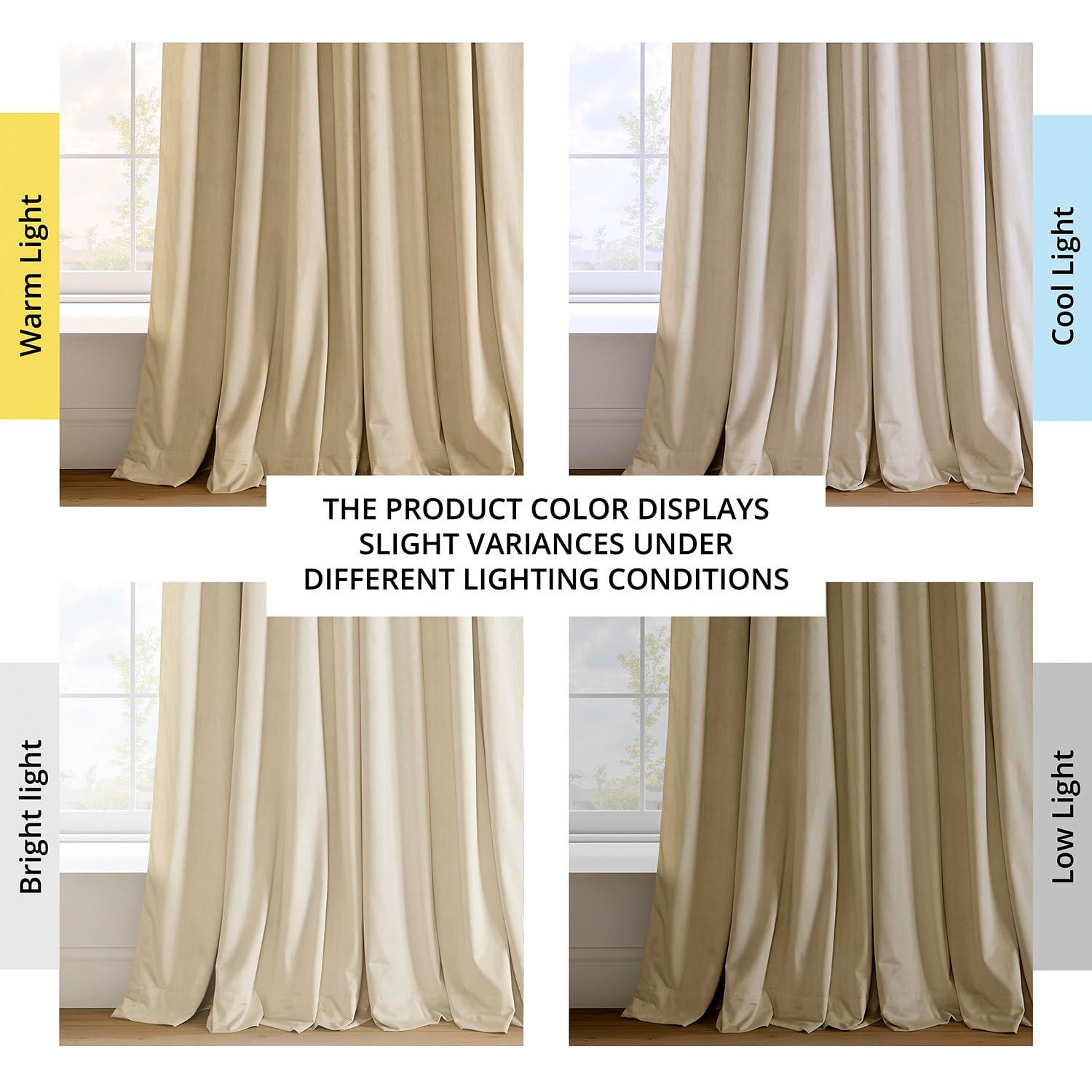 Exclusive Fabrics  Signature Extra Wide Blackout Velvet Curtains (1 Panel) - Luxurious Blackout Drapes Neutral Ground 100 x 84 84 Inches