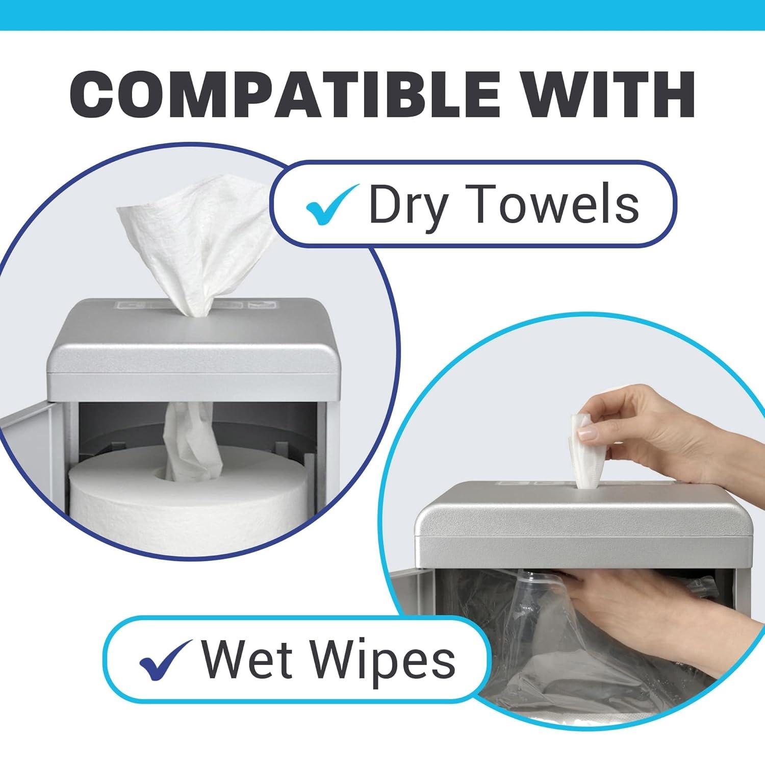 Silver All-in-One Cleaning Station with Wipes and Gel Dispensers