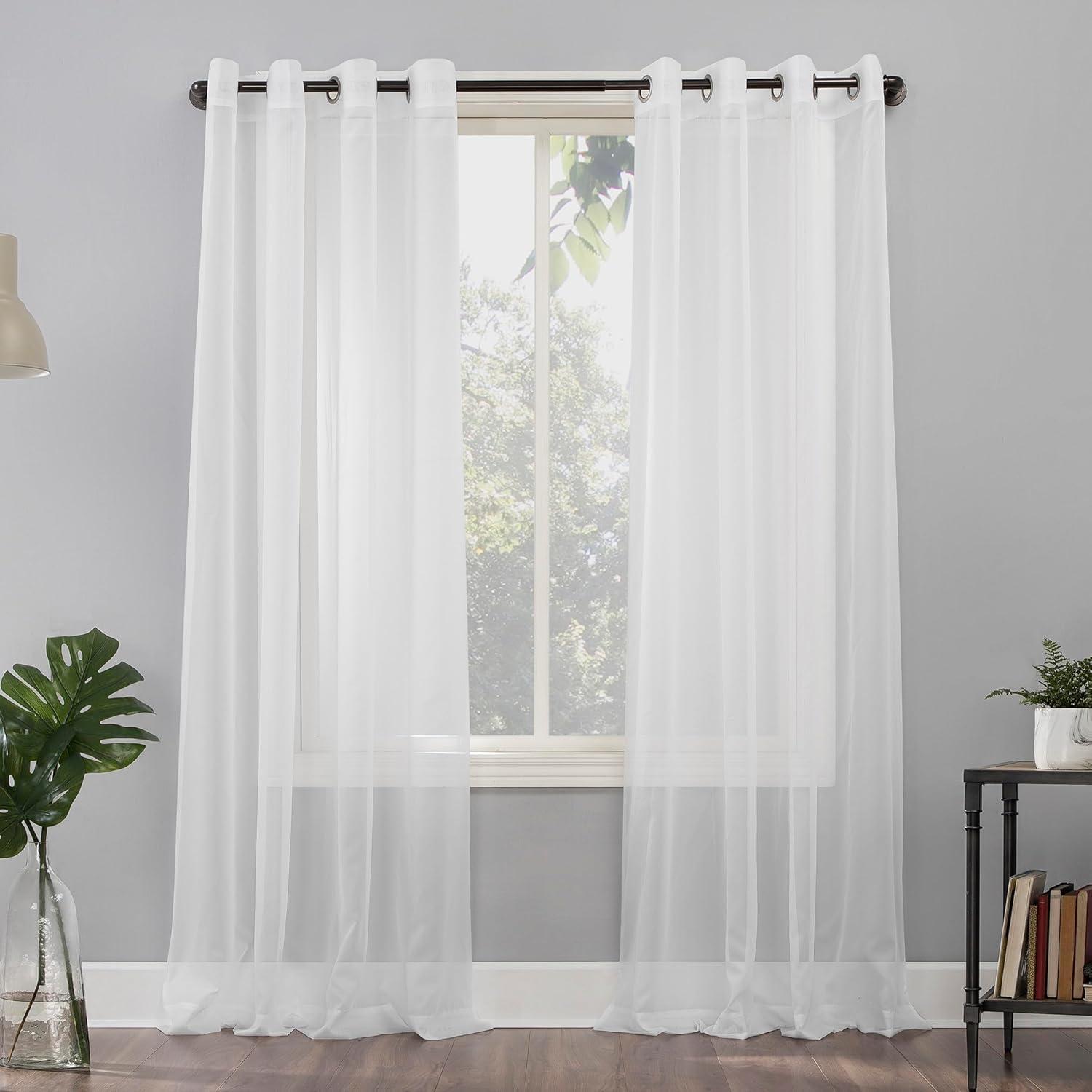 84"x59" Emily Sheer Voile Grommet Top Curtain Panel White - No. 918: Sheer Curtain Panels, Indoor Use, Machine Washable