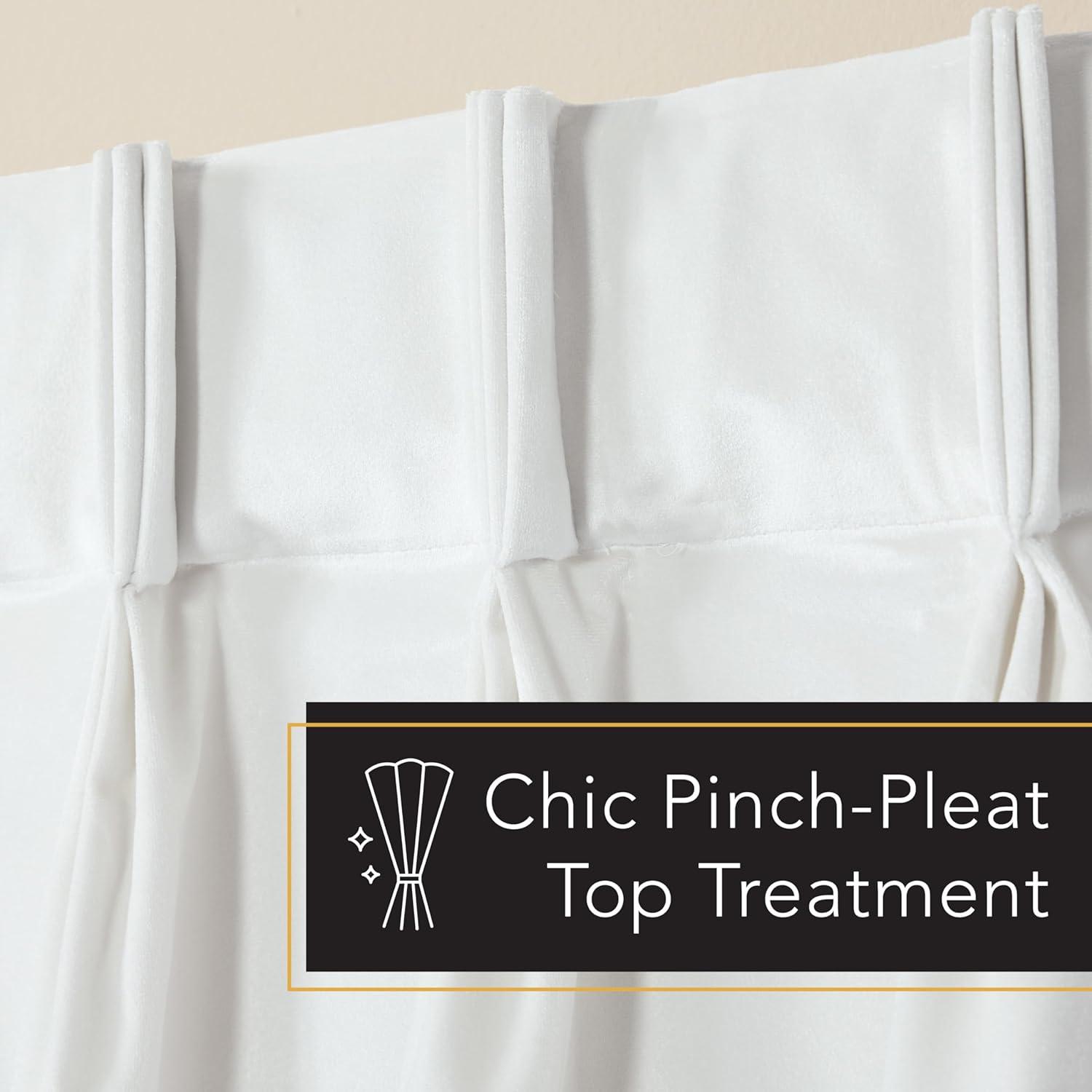 Set of 2 (96"x54") Velvet Back Tab Light Filtering Window Curtain Panels White - Exclusive Home: Polyester, Plain Weave