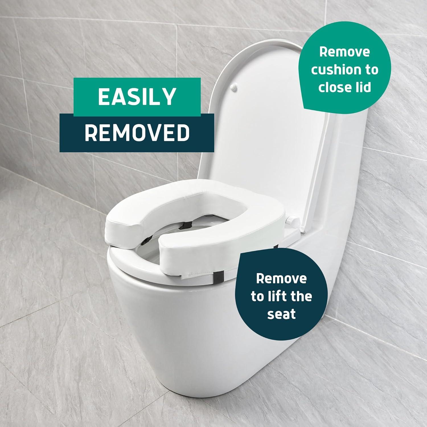 White High-Density Foam Raised Toilet Seat Cushion