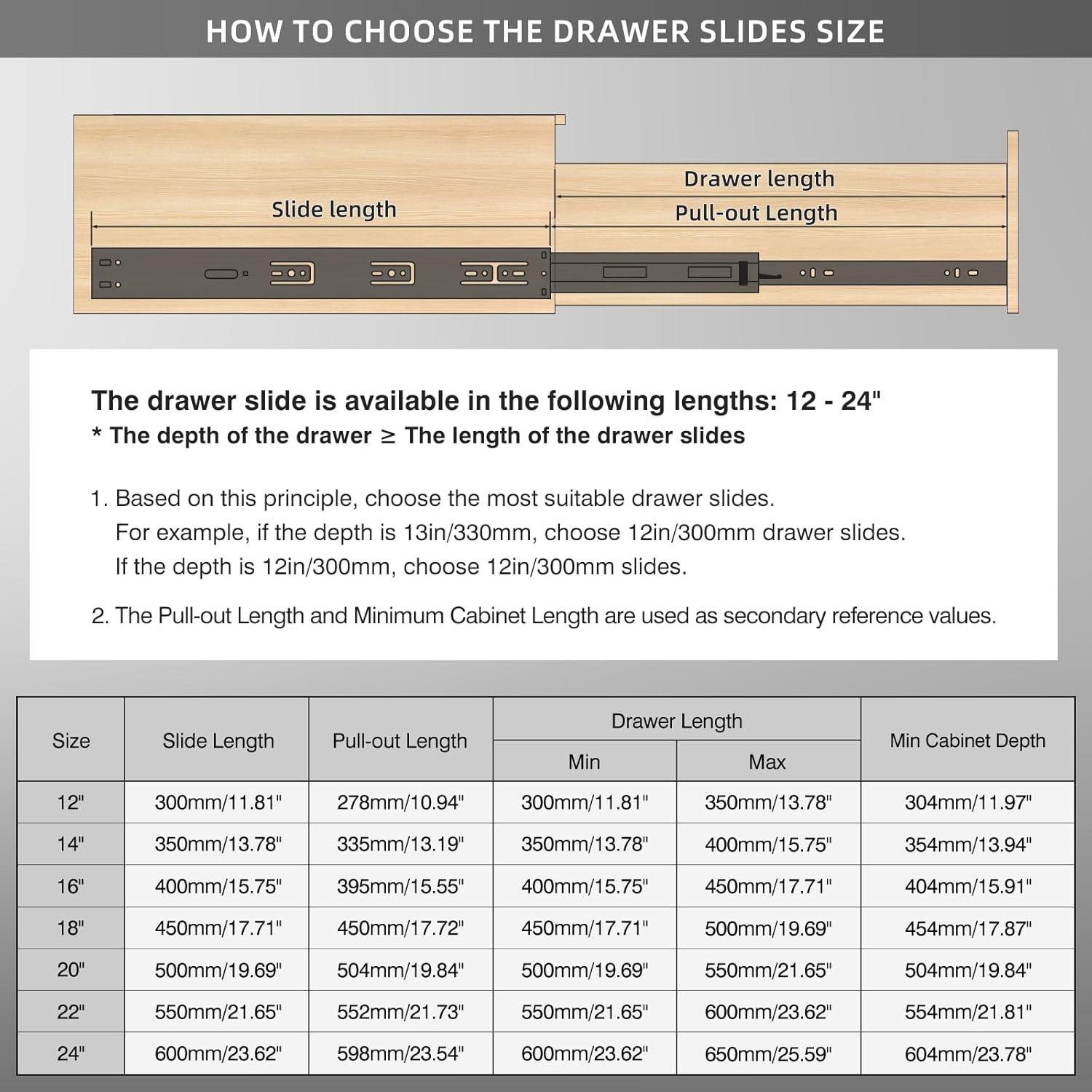 1 Pair Soft Close Stainless Steel Full Extension Drawer Hardware Slides 100 lb Load Capacity Side Mount Ball Bearing Self Close Kitchen Cabinet Rails Dresser Runners(Sliver,14 inch)