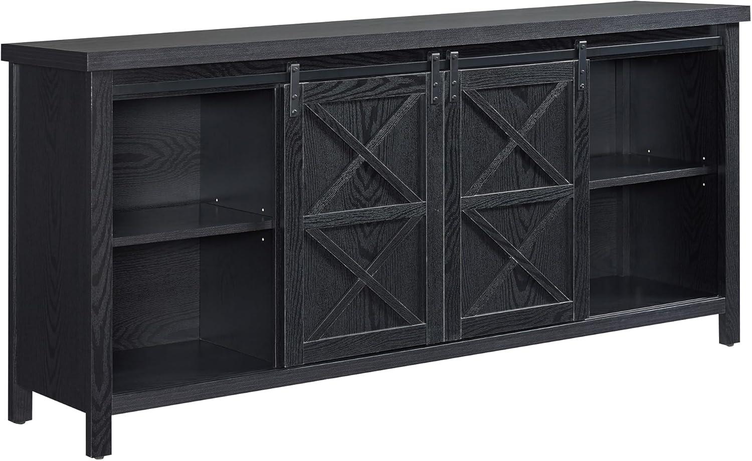 Evelyn&Zoe Elmwood Rectangular TV Stand for TV's up to 75", Black Grain