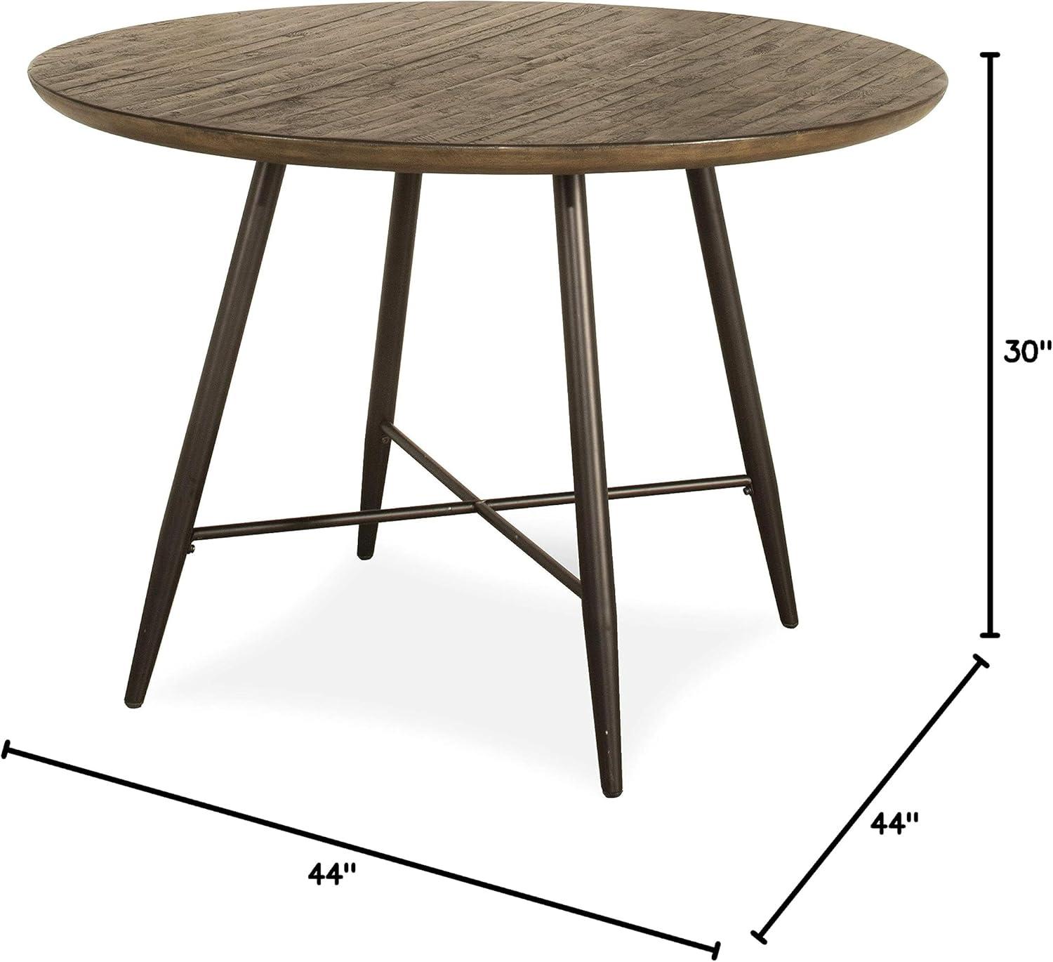 Forest Hill Round Reclaimed Wood Dining Table with Metal Legs