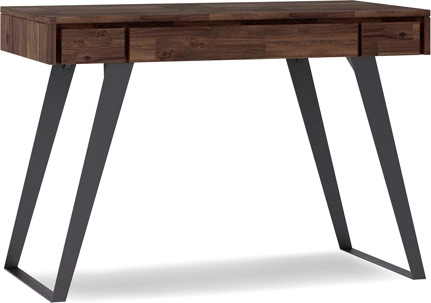 Simpli Home Lowry Solidwood 44 in. Desk in Distressed Charcoal Brown