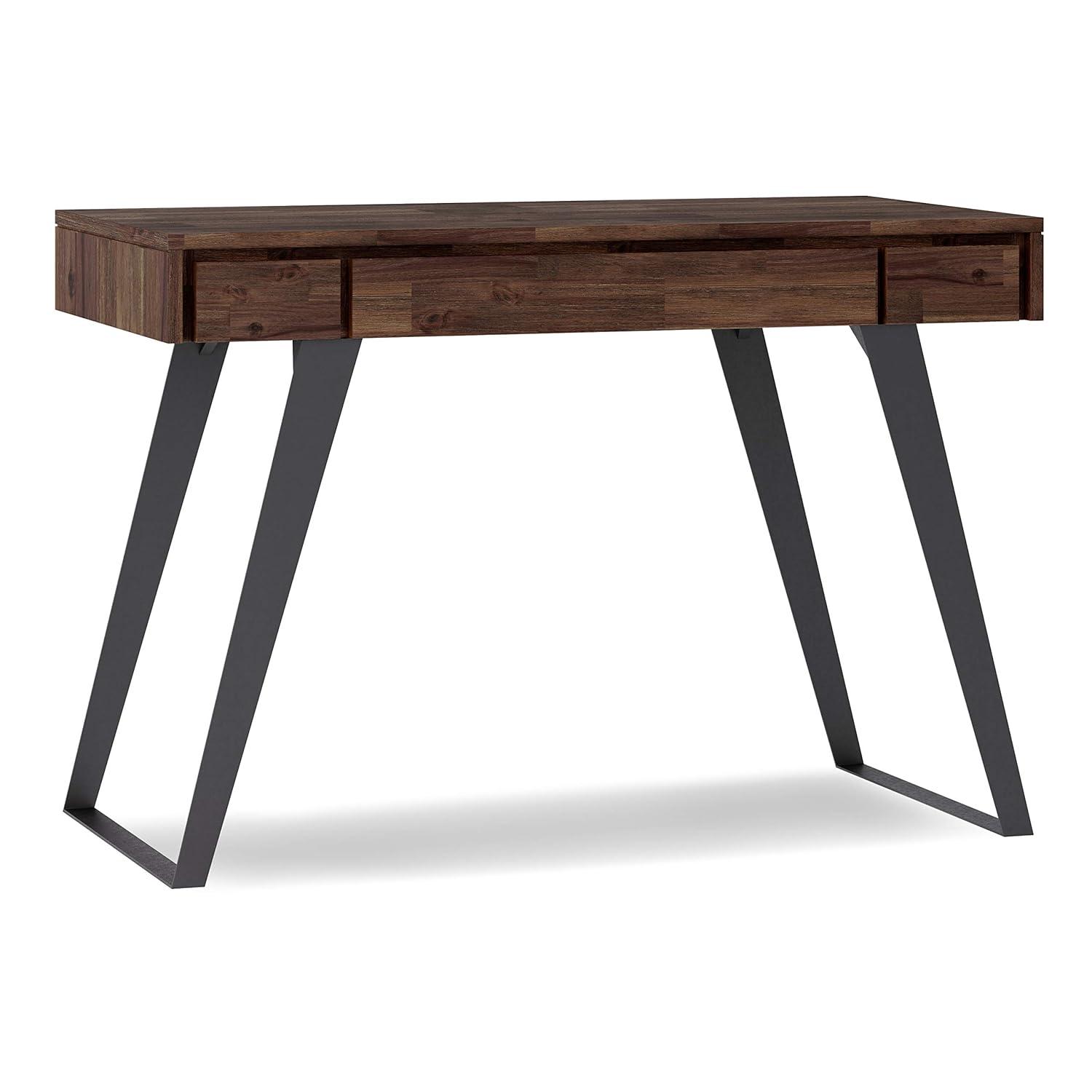Simpli Home Lowry Solidwood 44 in. Desk in Distressed Charcoal Brown